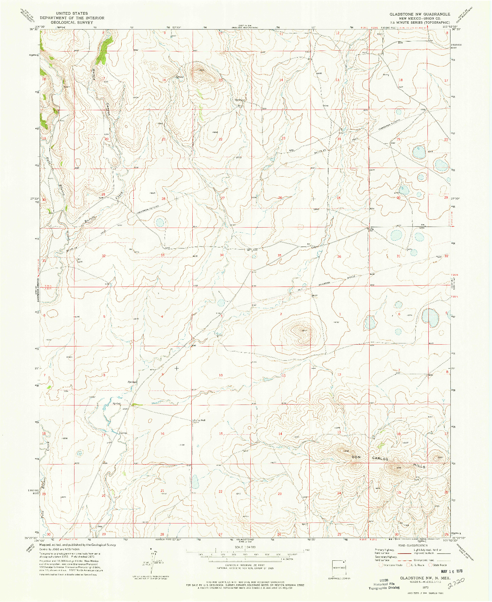 USGS 1:24000-SCALE QUADRANGLE FOR GLADSTONE NW, NM 1973