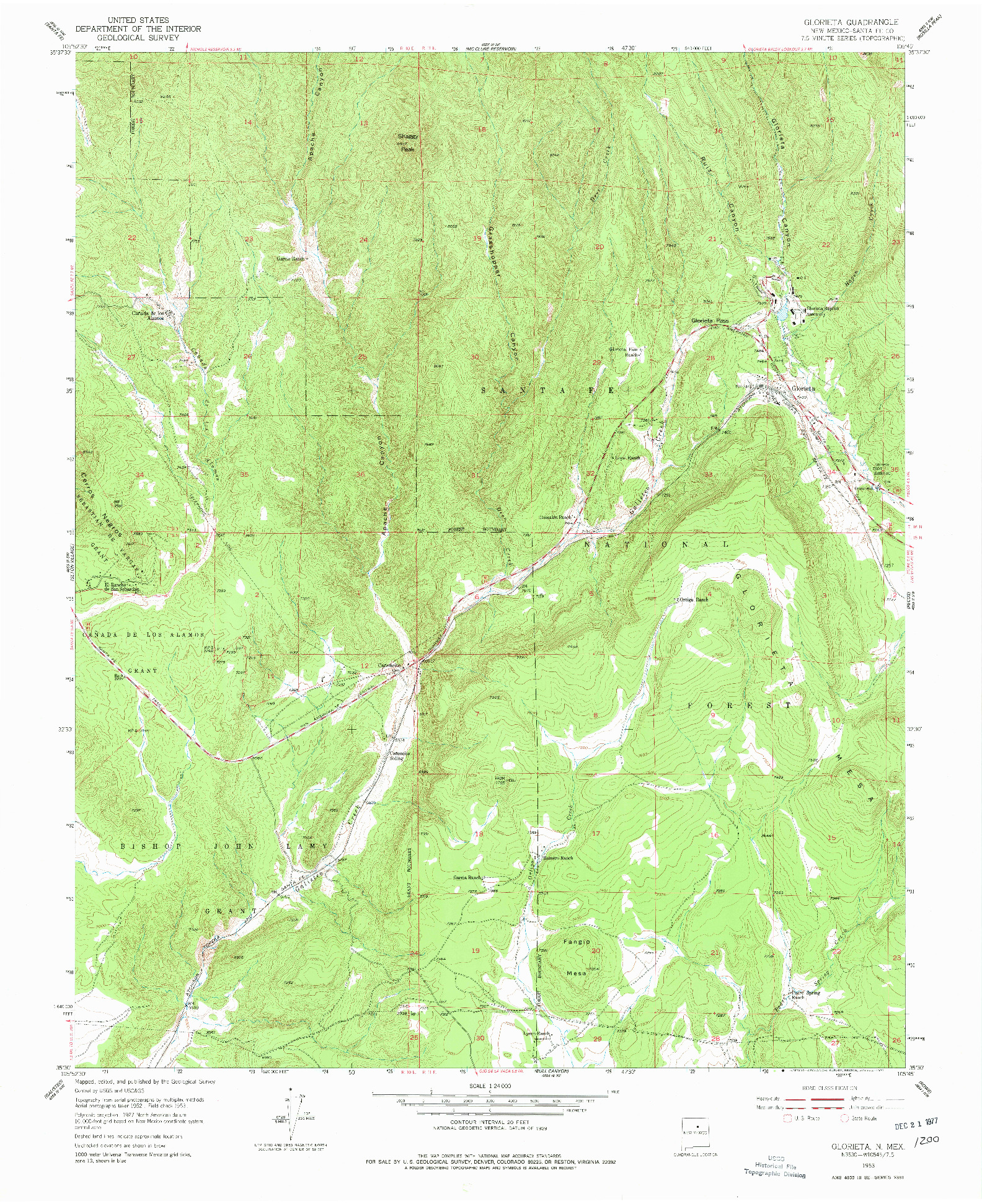 USGS 1:24000-SCALE QUADRANGLE FOR GLORIETA, NM 1953