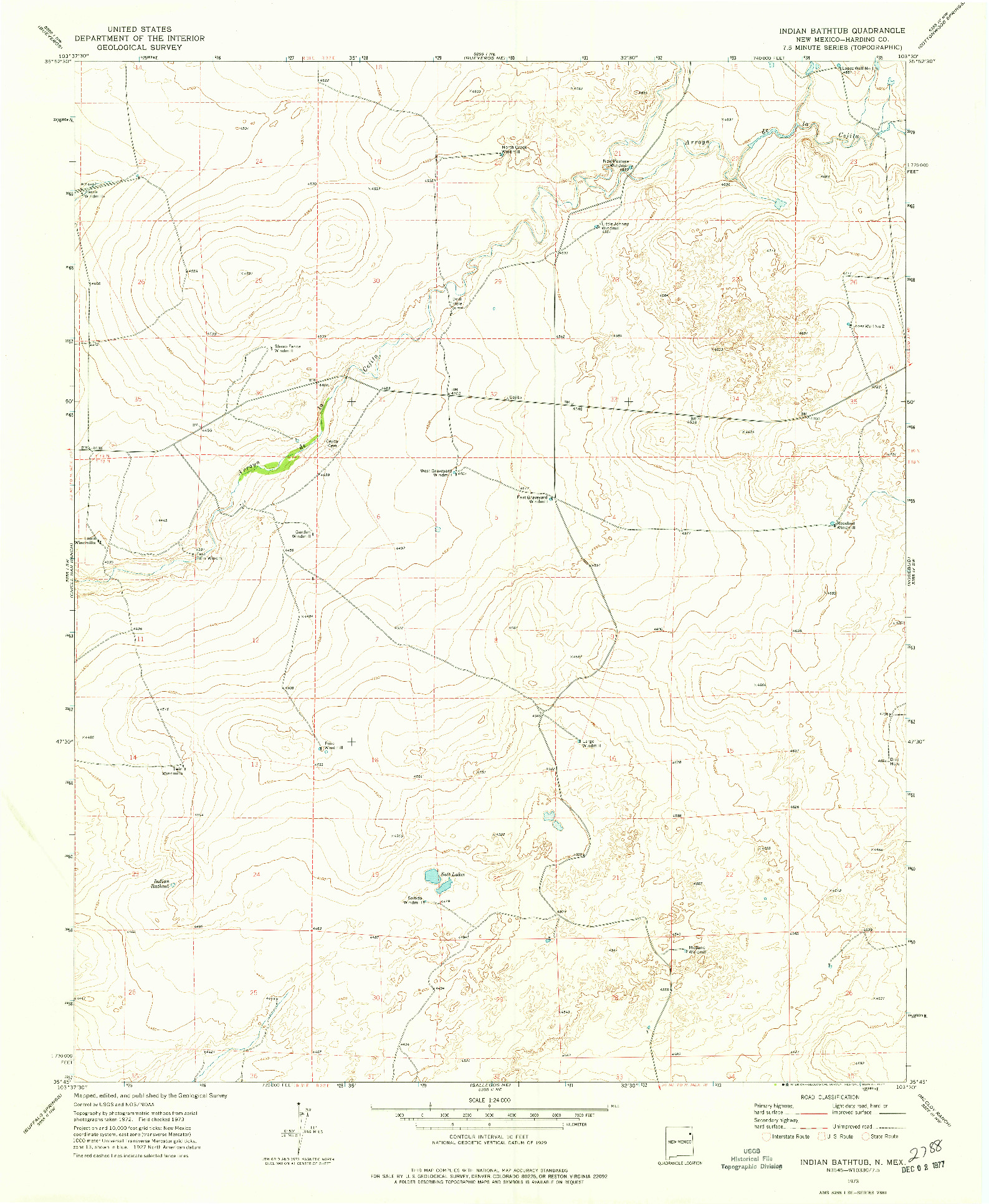 USGS 1:24000-SCALE QUADRANGLE FOR INDIAN BATHTUB, NM 1973
