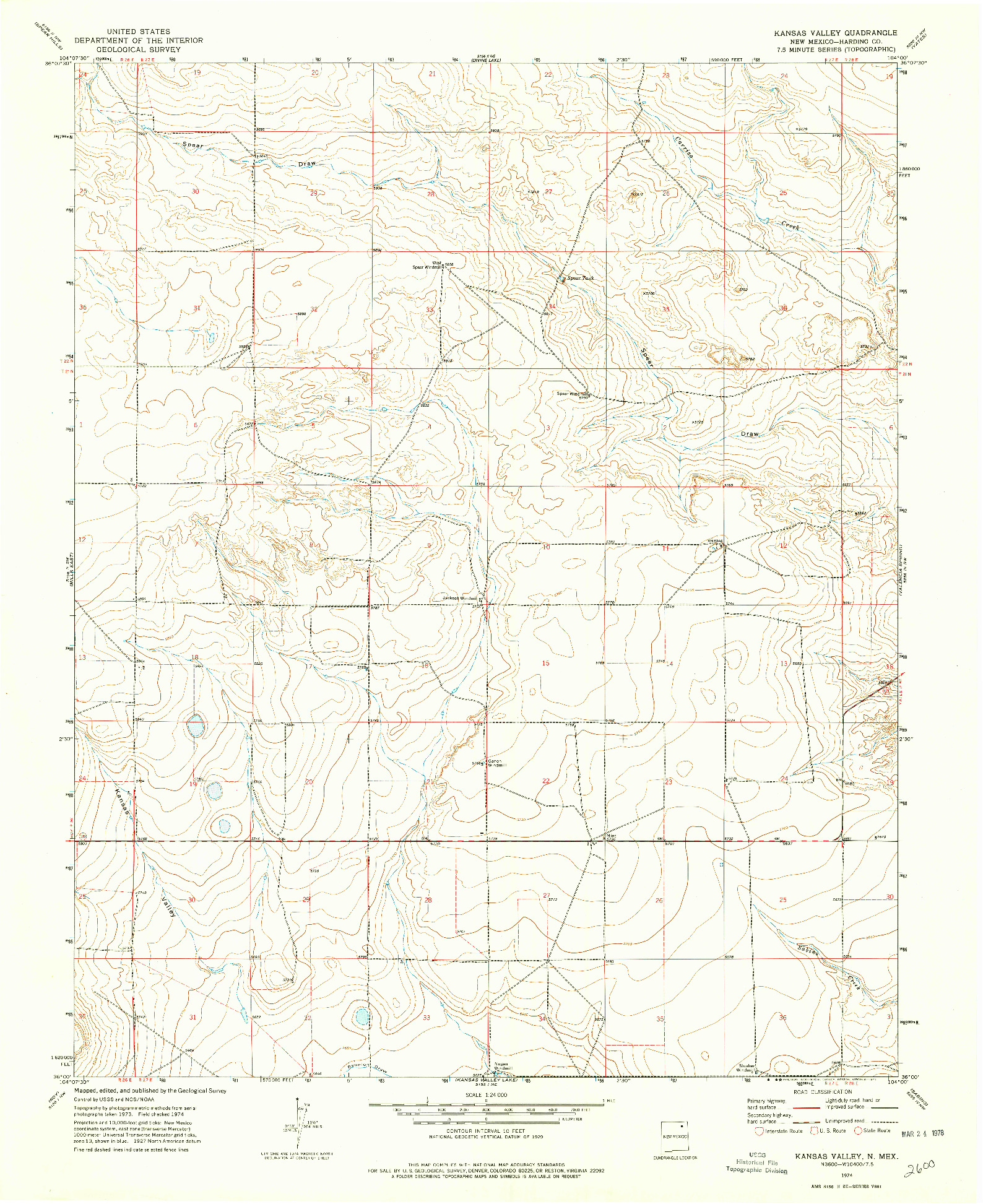 USGS 1:24000-SCALE QUADRANGLE FOR KANSAS VALLEY, NM 1974