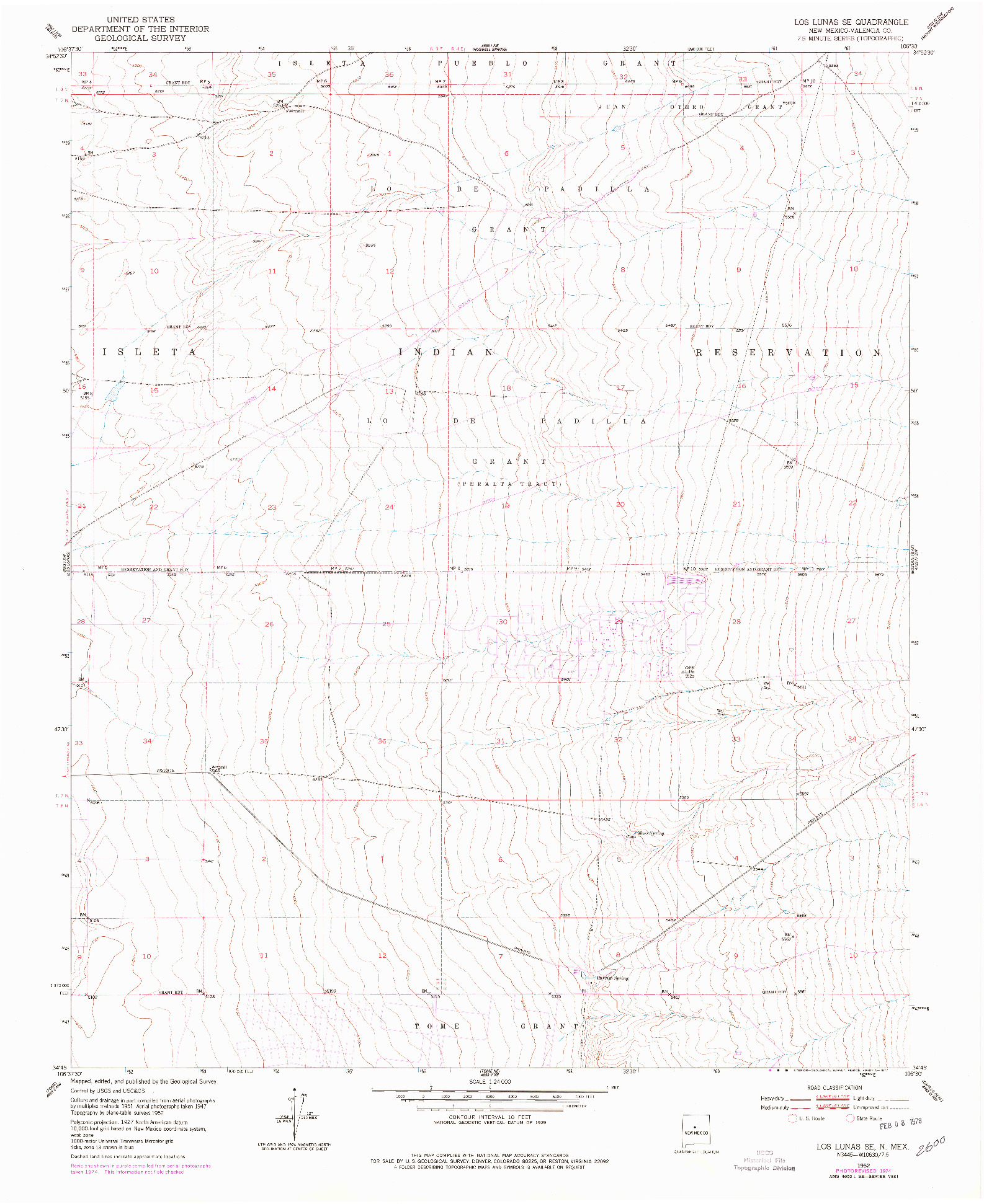 USGS 1:24000-SCALE QUADRANGLE FOR LOS LUNAS SE, NM 1952