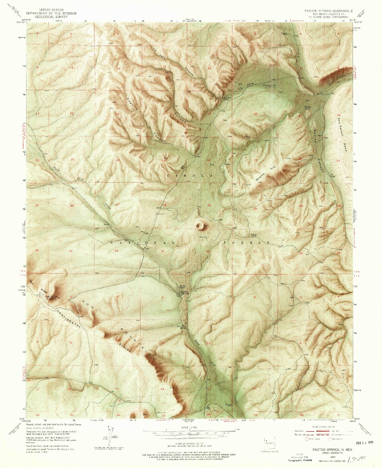 USGS 1:24000-SCALE QUADRANGLE FOR PAXTON SPRINGS, NM 1952