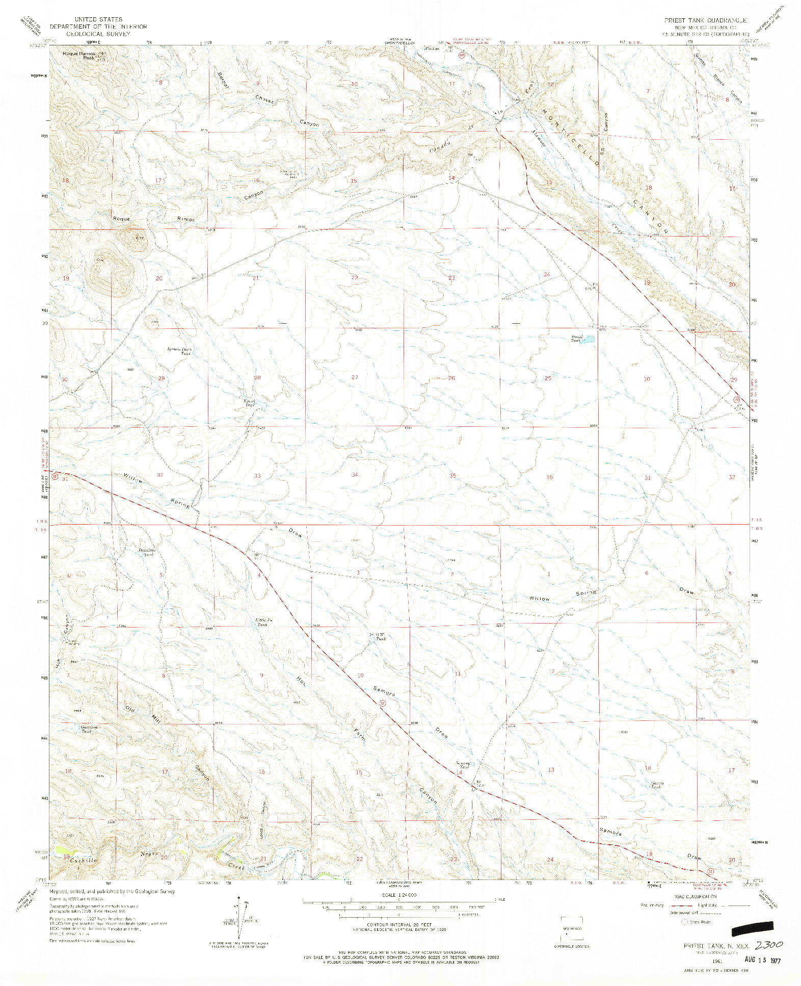 USGS 1:24000-SCALE QUADRANGLE FOR PRIEST TANK, NM 1961