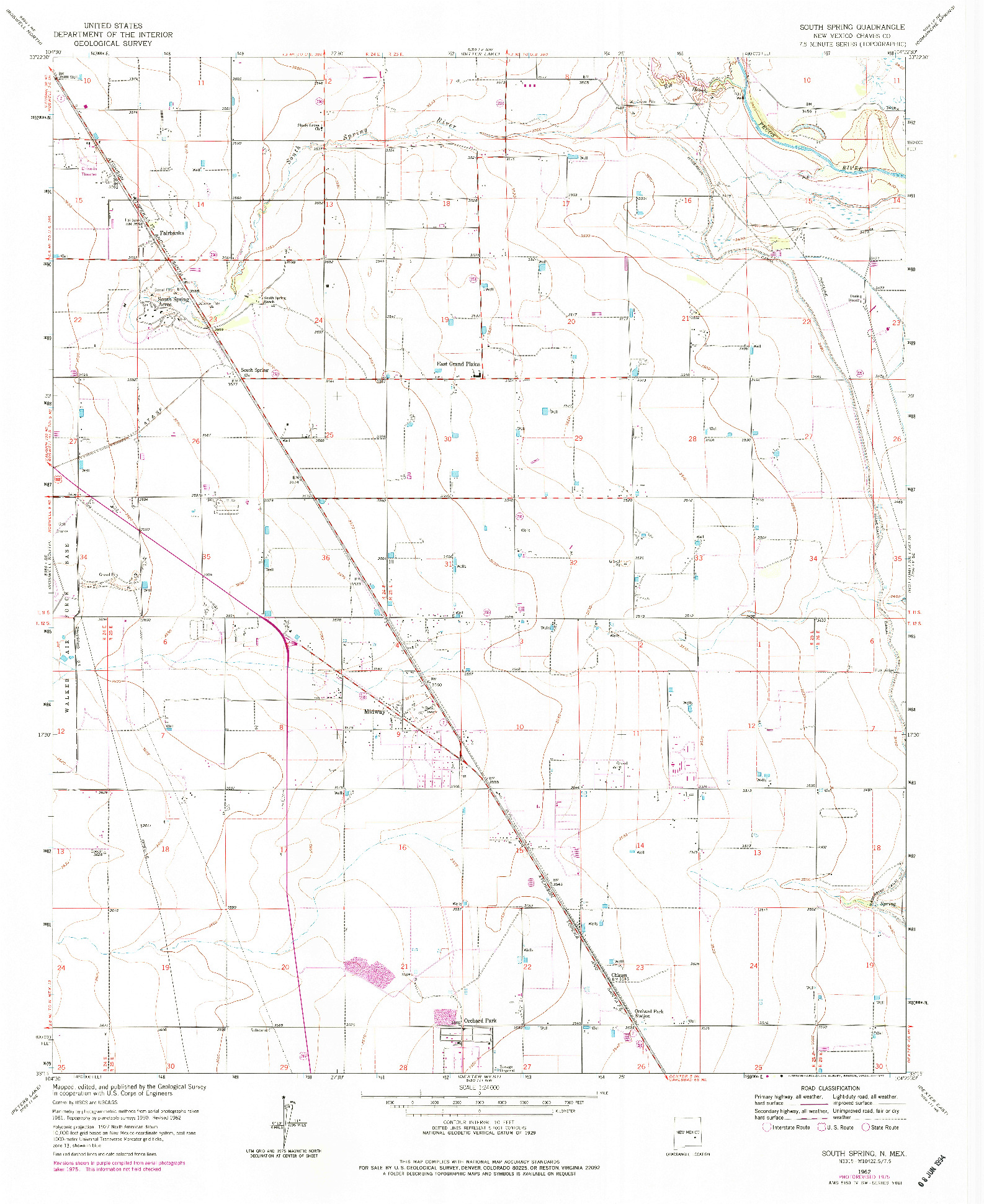 USGS 1:24000-SCALE QUADRANGLE FOR SOUTH SPRING, NM 1962