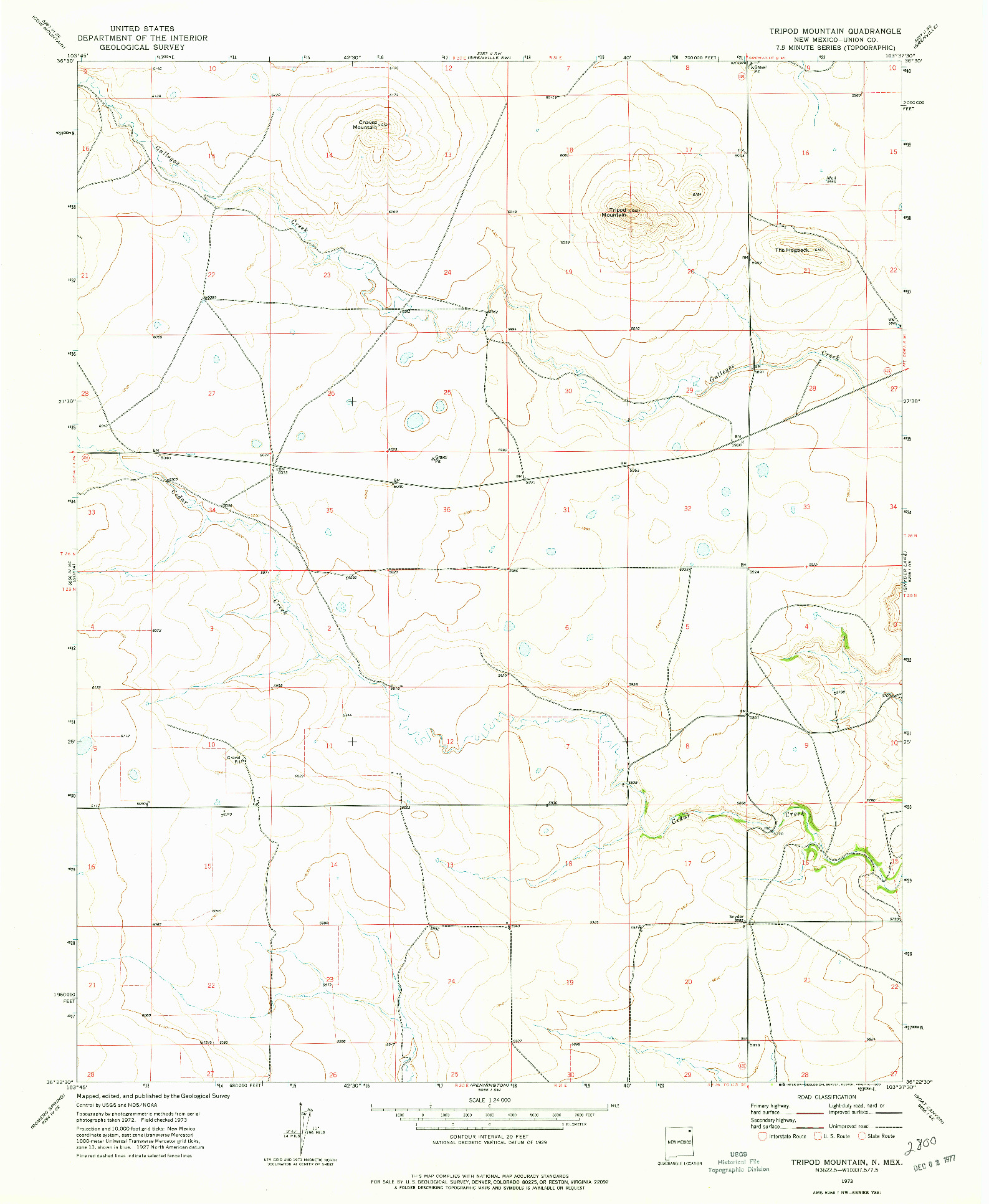 USGS 1:24000-SCALE QUADRANGLE FOR TRIPOD MOUNTAIN, NM 1973