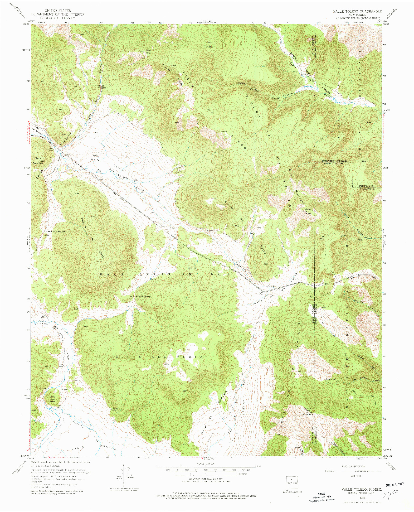 USGS 1:24000-SCALE QUADRANGLE FOR VALLE TOLEDO, NM 1952