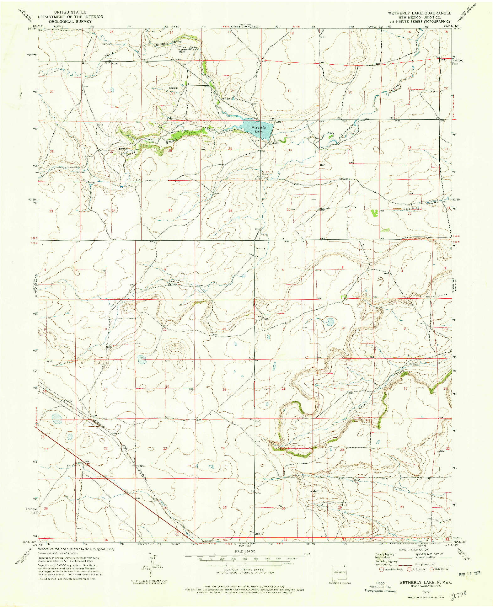 USGS 1:24000-SCALE QUADRANGLE FOR WETHERLY LAKE, NM 1973