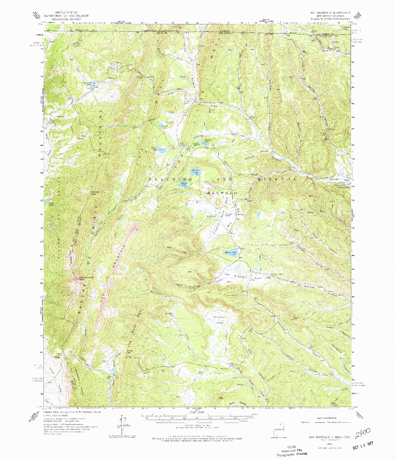 USGS 1:62500-SCALE QUADRANGLE FOR ASH MOUNTAIN, NM 1962