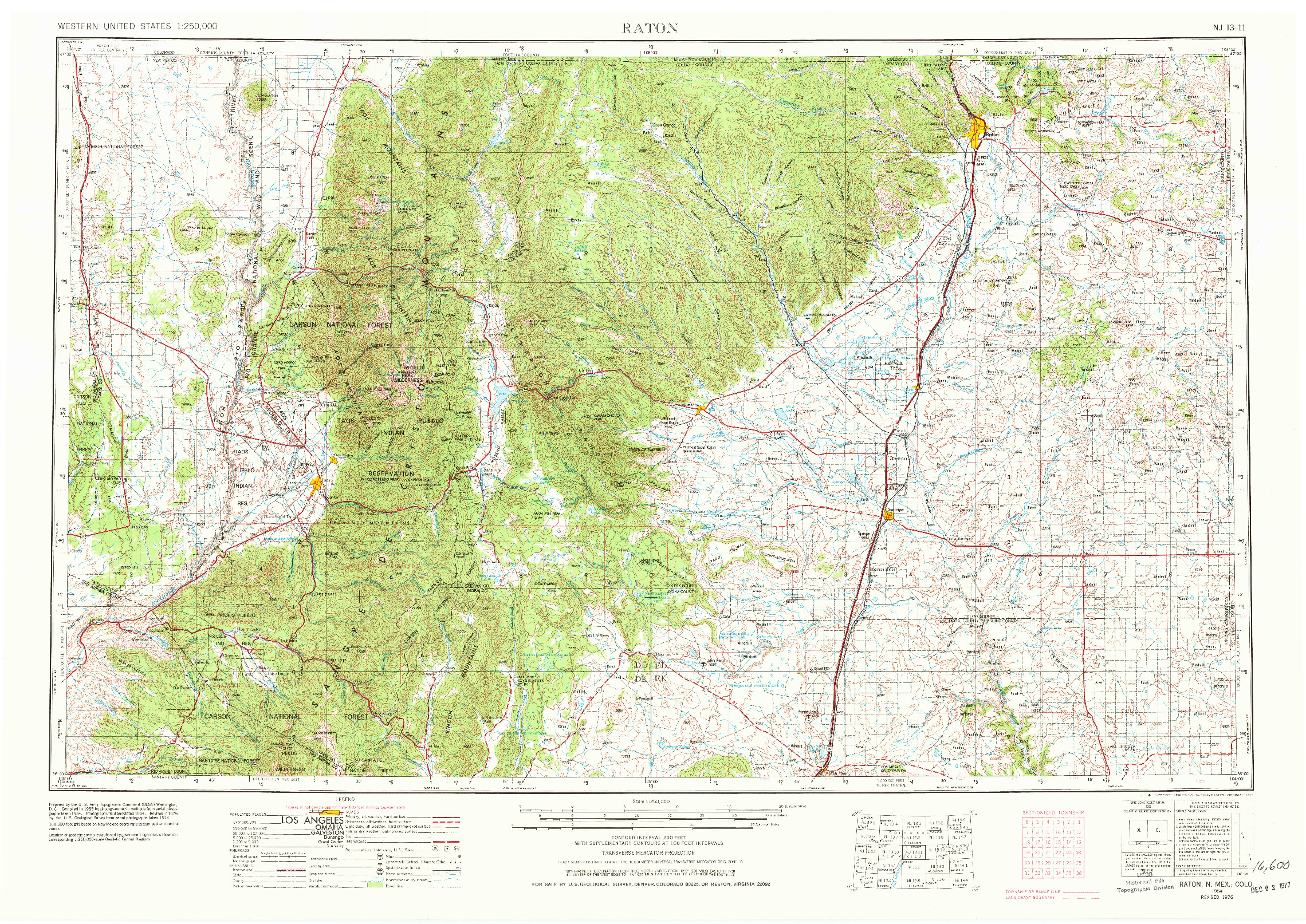 USGS 1:250000-SCALE QUADRANGLE FOR RATON, NM 1954