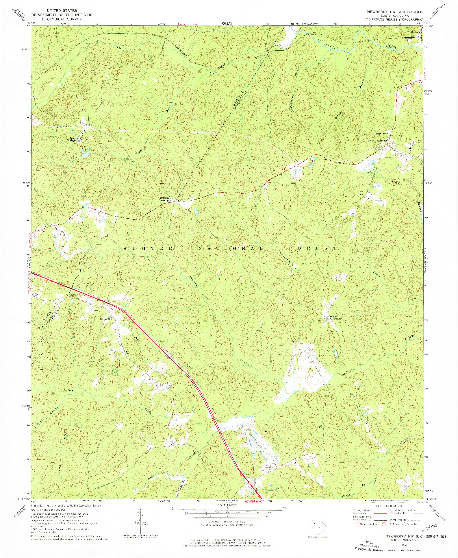 USGS 1:24000-SCALE QUADRANGLE FOR NEWBERRY NW, SC 1969