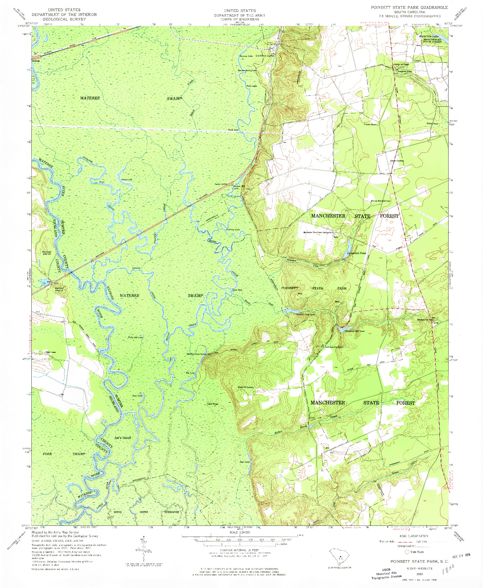 USGS 1:24000-SCALE QUADRANGLE FOR POINSETT STATE PARK, SC 1953