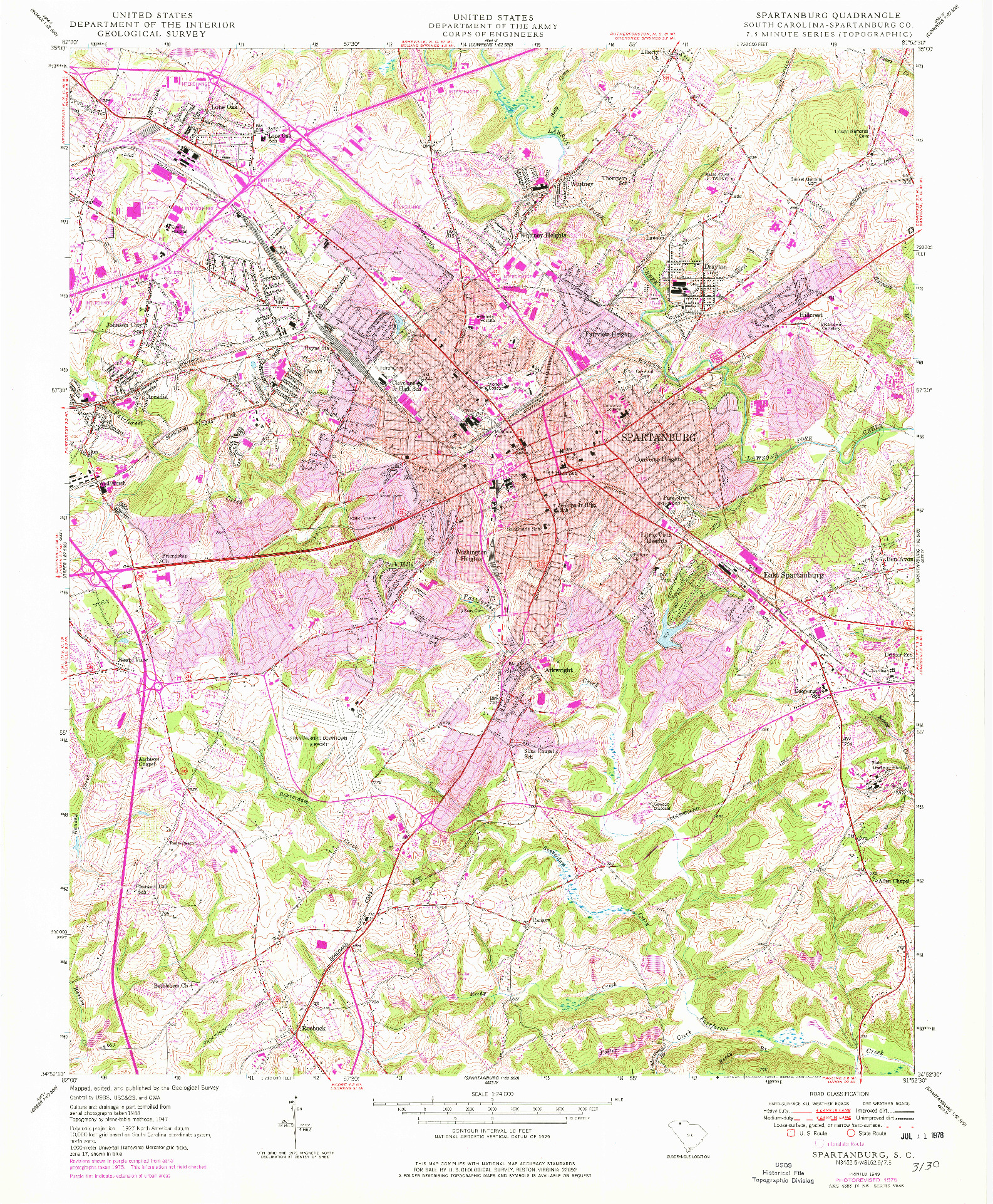 USGS 1:24000-SCALE QUADRANGLE FOR SPARTANBURG, SC 1949