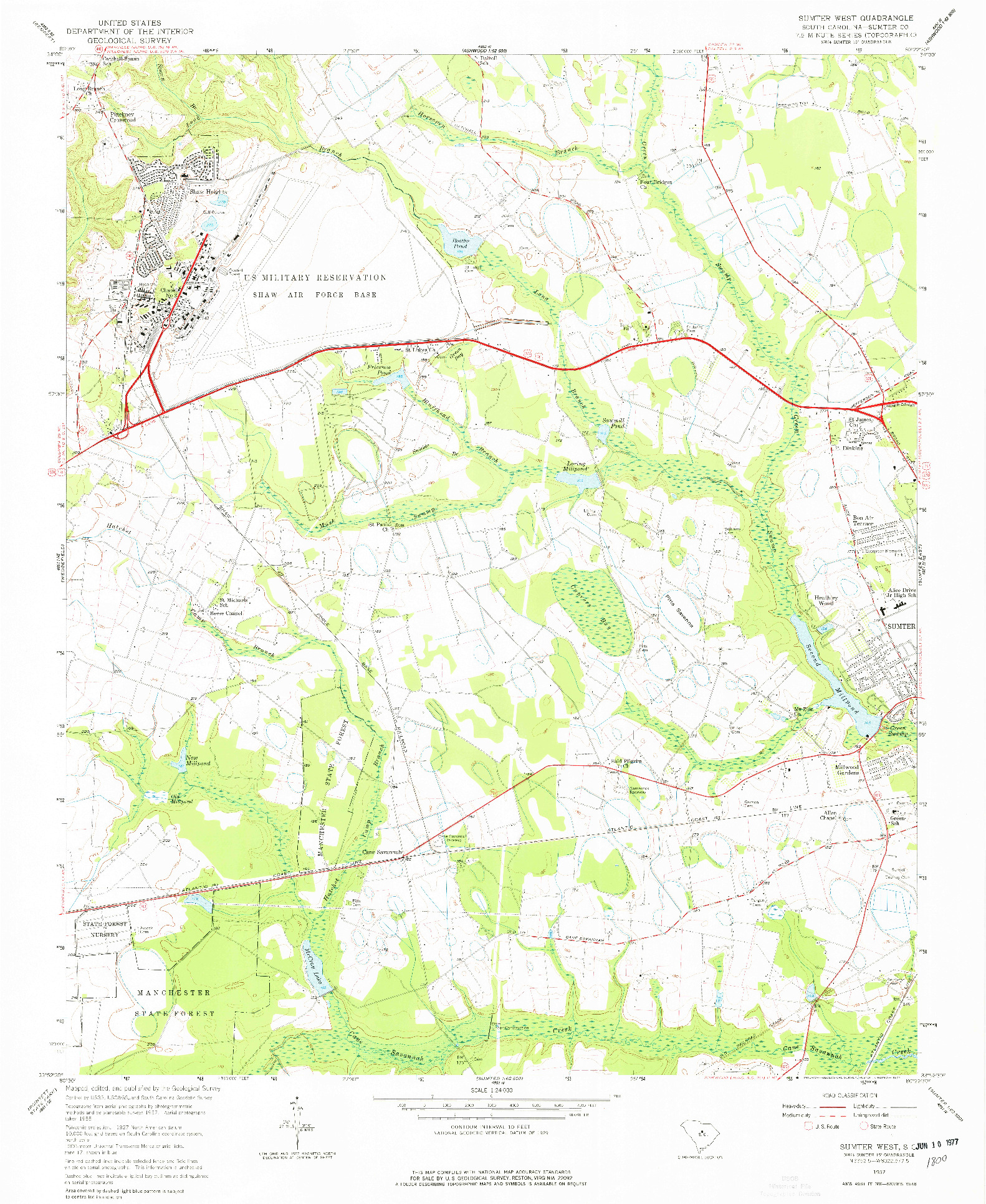 USGS 1:24000-SCALE QUADRANGLE FOR SUMTER WEST, SC 1957