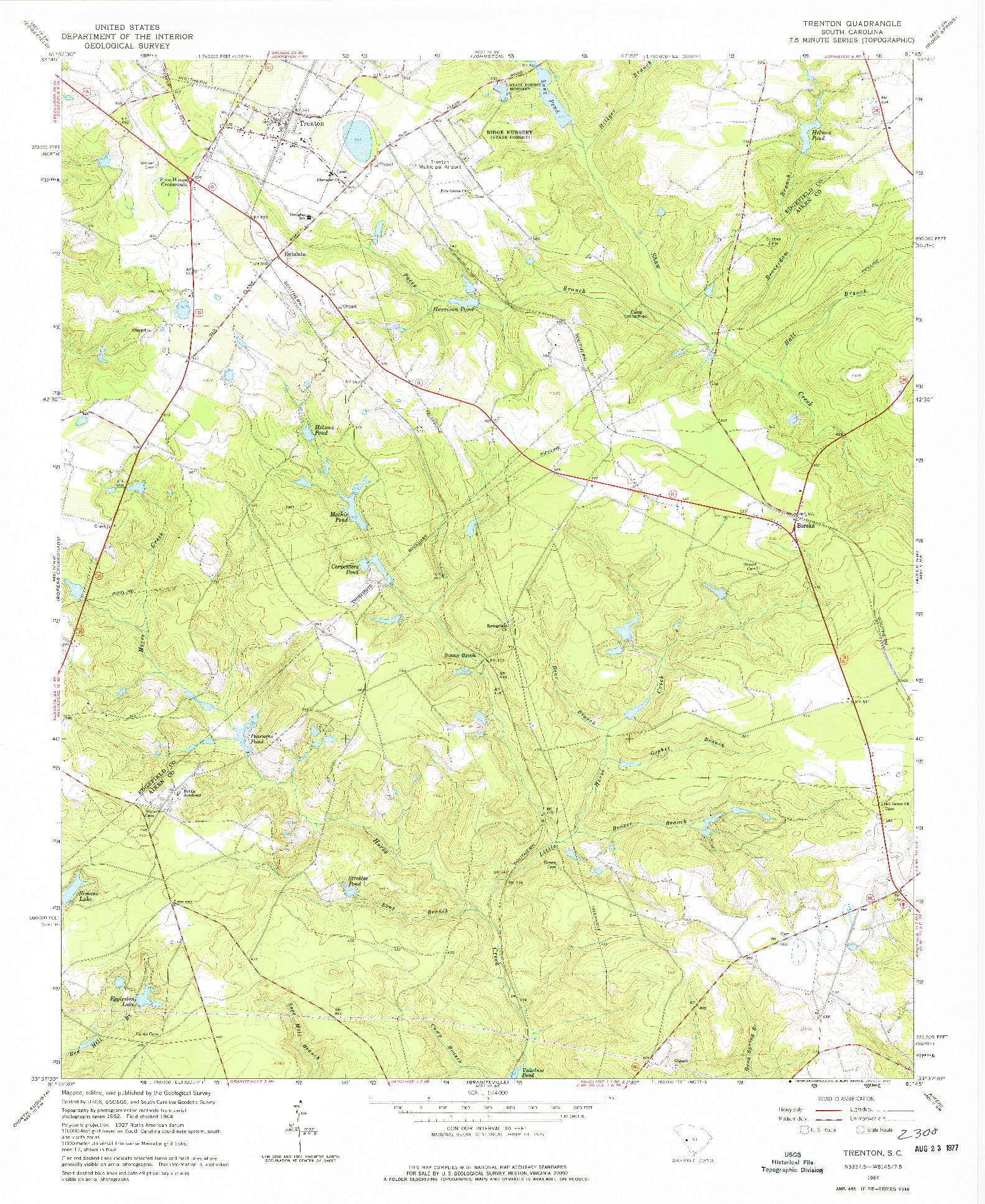 USGS 1:24000-SCALE QUADRANGLE FOR TRENTON, SC 1964