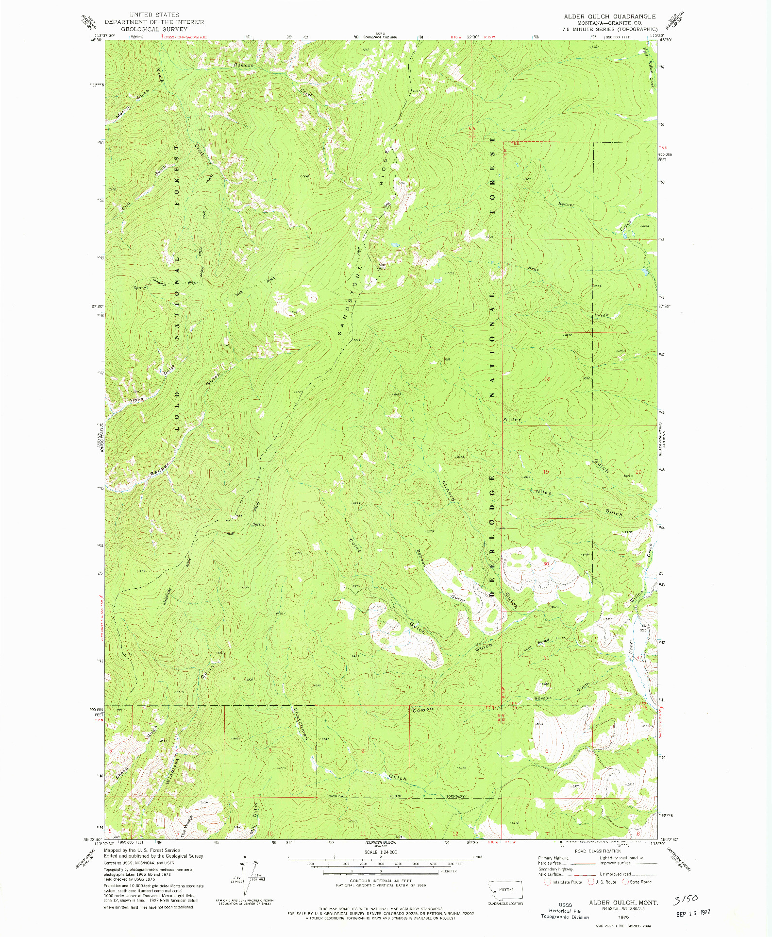 USGS 1:24000-SCALE QUADRANGLE FOR ALDER GULCH, MT 1975
