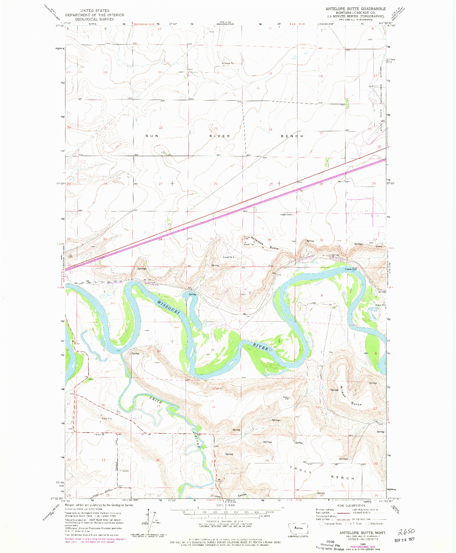 USGS 1:24000-SCALE QUADRANGLE FOR ANTELOPE BUTTE, MT 1965