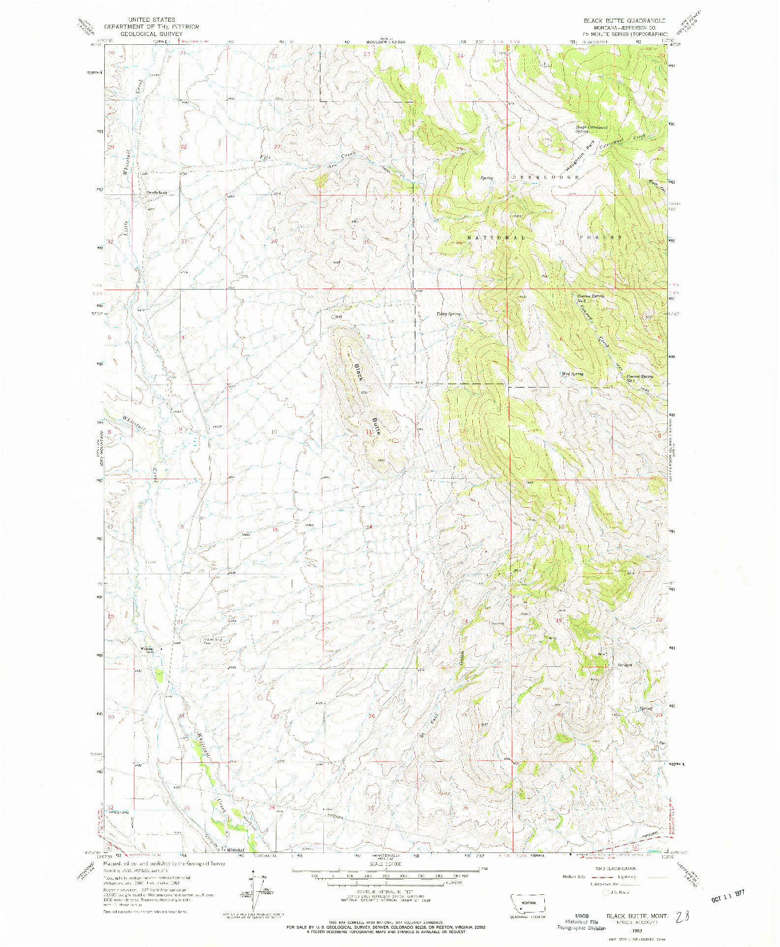 USGS 1:24000-SCALE QUADRANGLE FOR BLACK BUTTE, MT 1963