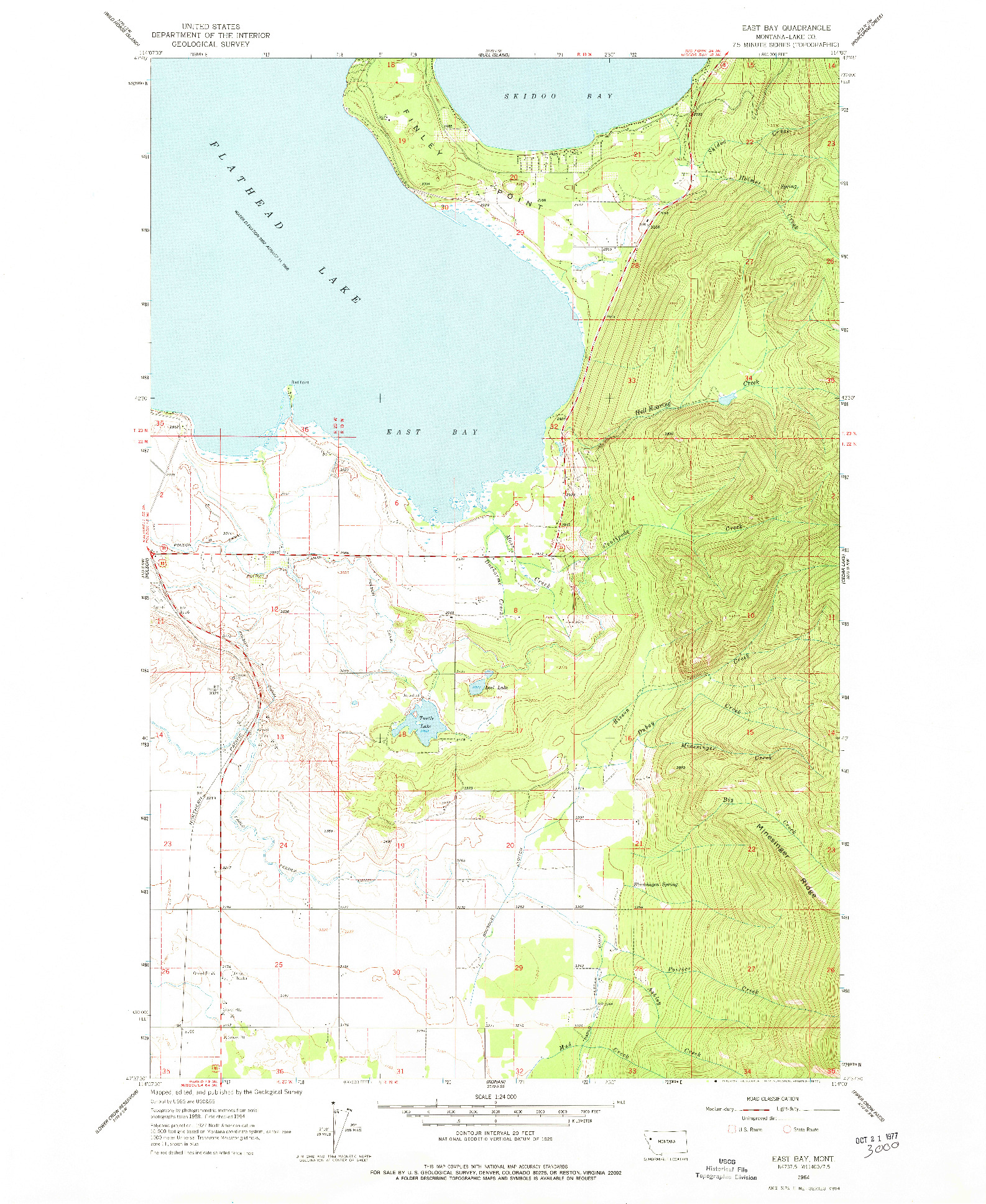 USGS 1:24000-SCALE QUADRANGLE FOR EAST BAY, MT 1964