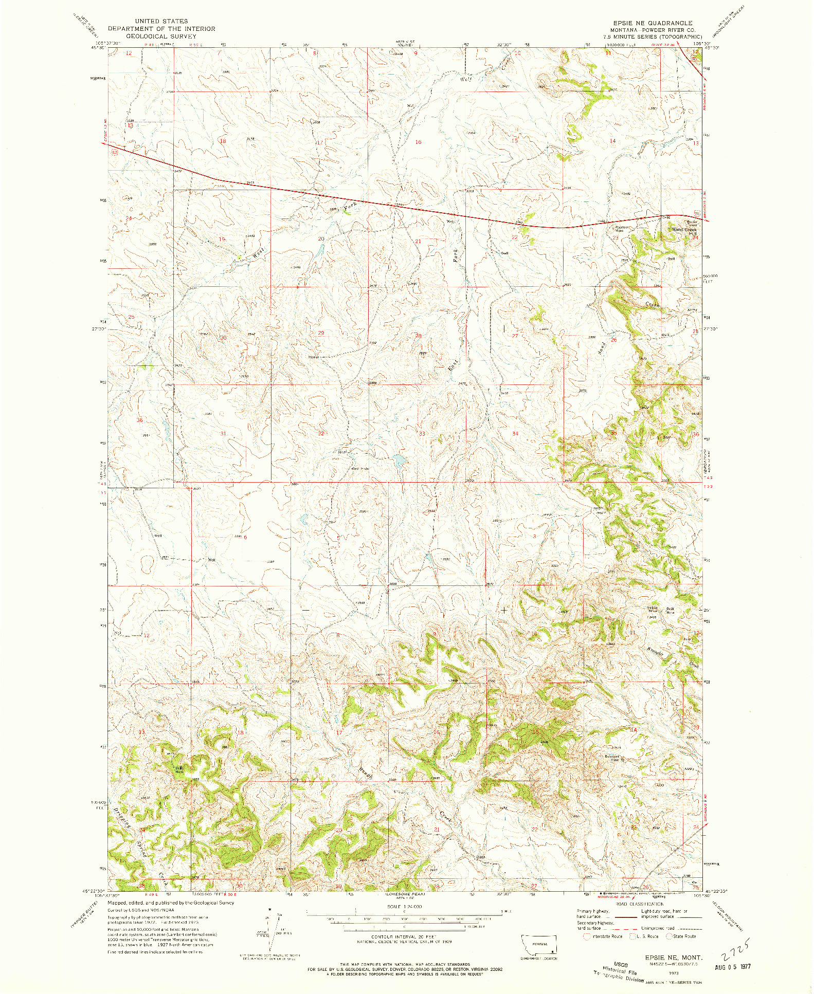 USGS 1:24000-SCALE QUADRANGLE FOR EPSIE NE, MT 1973