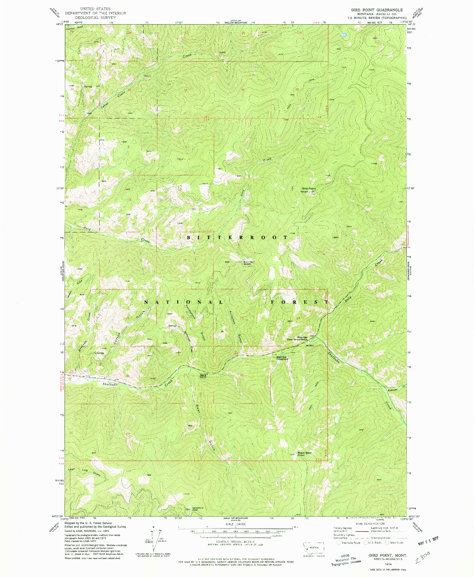USGS 1:24000-SCALE QUADRANGLE FOR GIRD POINT, MT 1974
