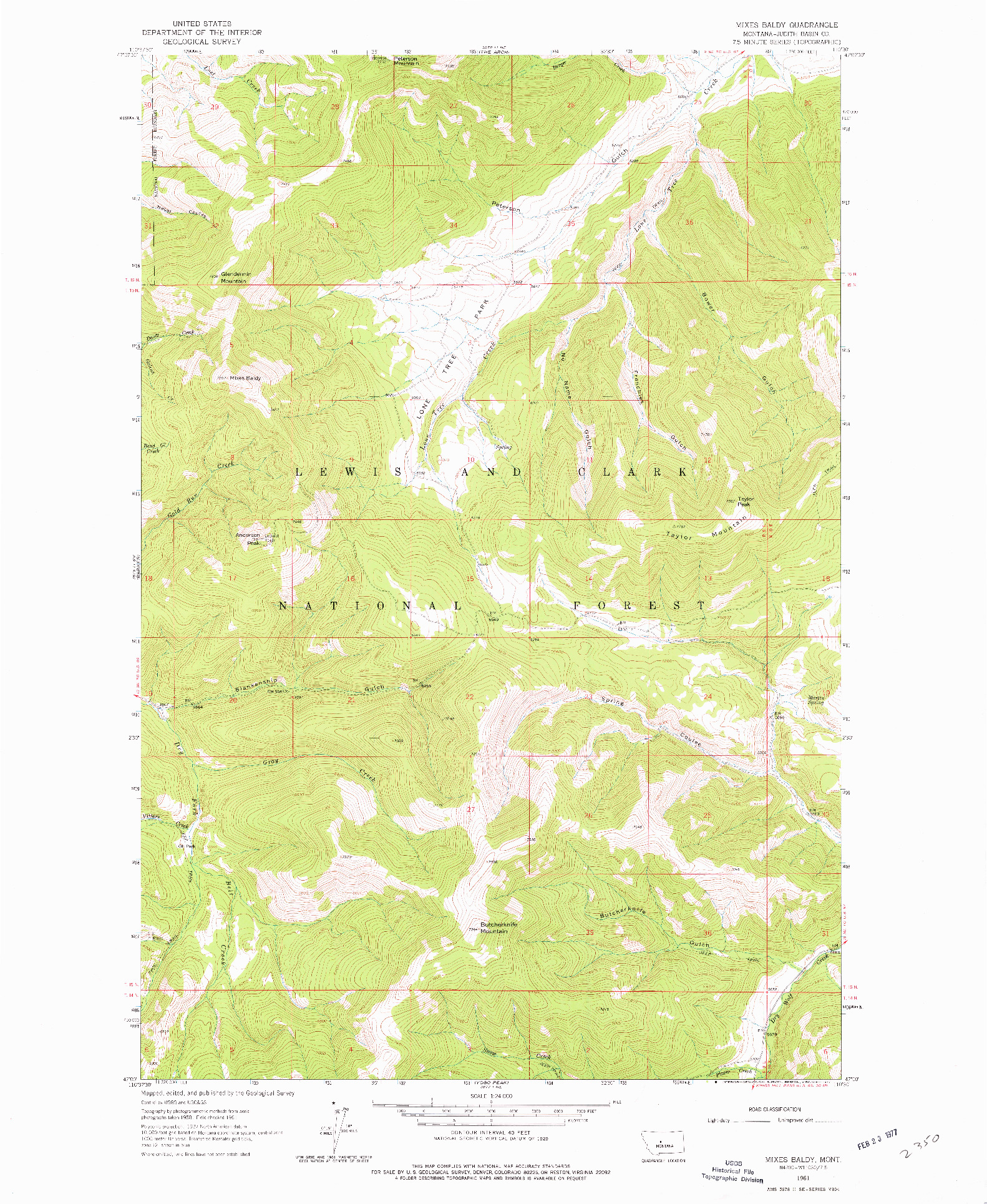 USGS 1:24000-SCALE QUADRANGLE FOR MIXES BALDY, MT 1961