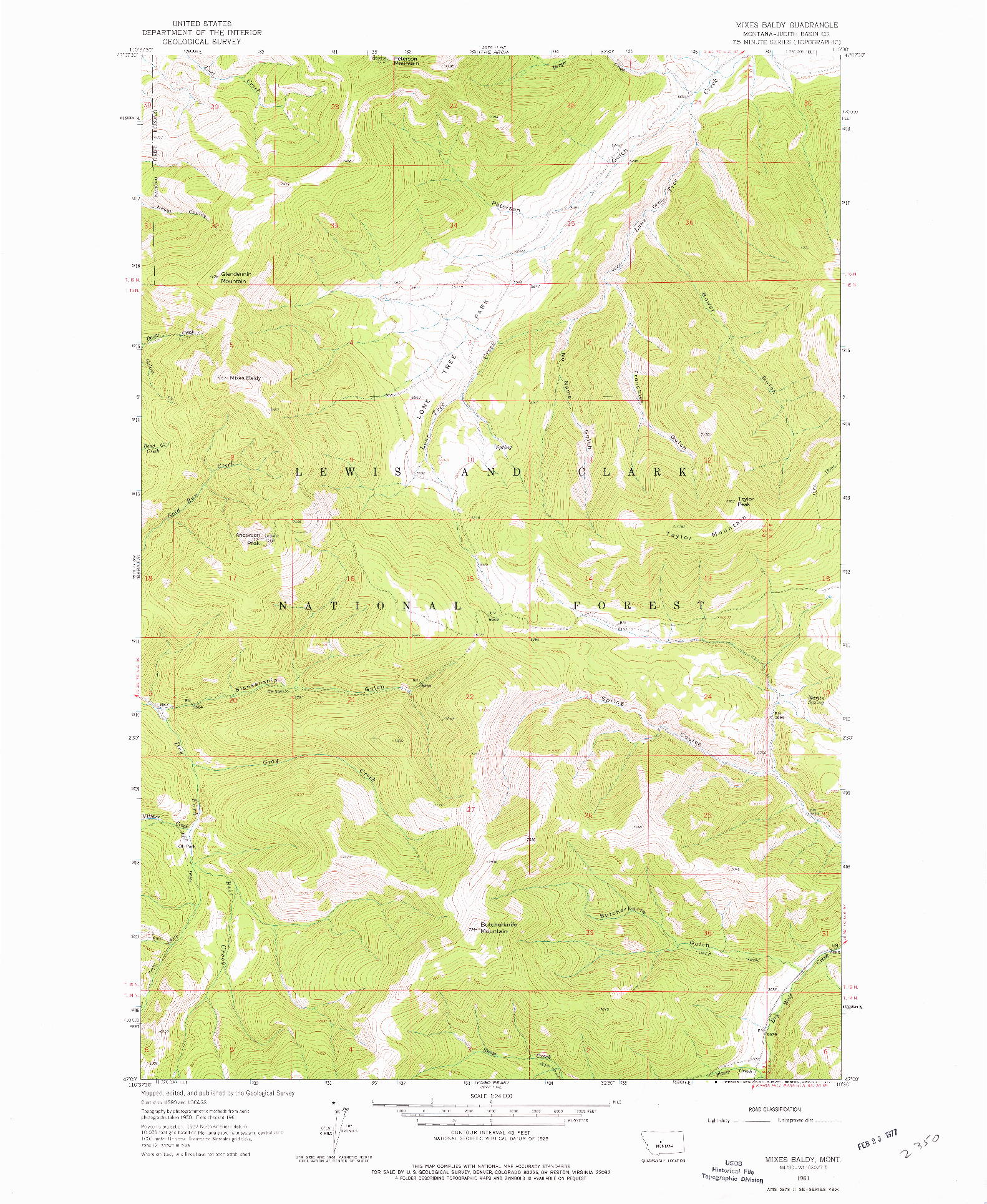 USGS 1:24000-SCALE QUADRANGLE FOR MIXES BALDY, MT 1961