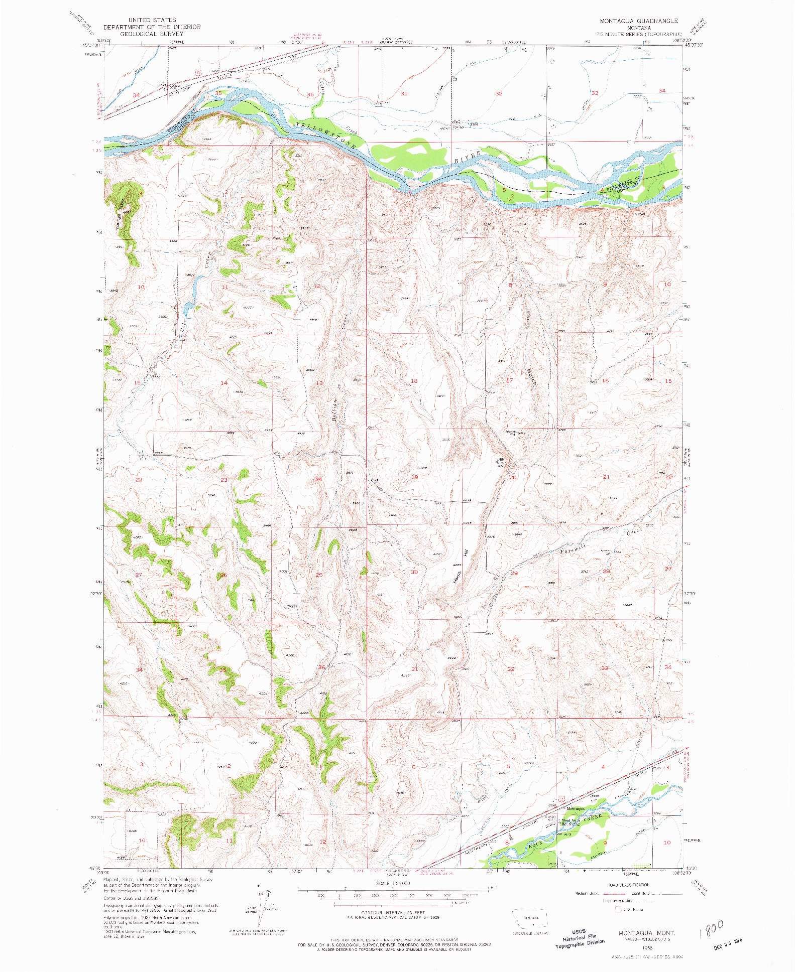 USGS 1:24000-SCALE QUADRANGLE FOR MONTAQUA, MT 1956