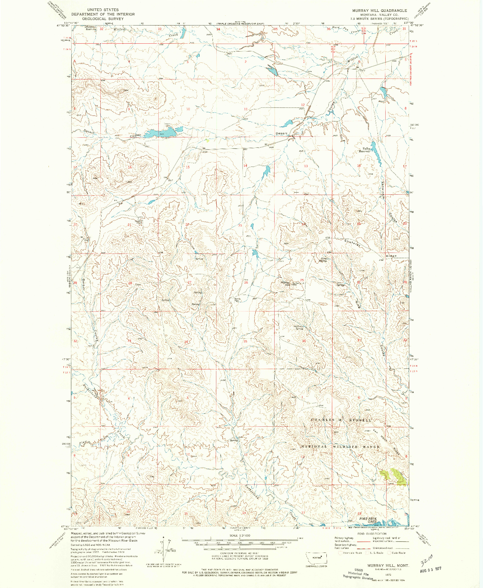 USGS 1:24000-SCALE QUADRANGLE FOR MURRAY HILL, MT 1973