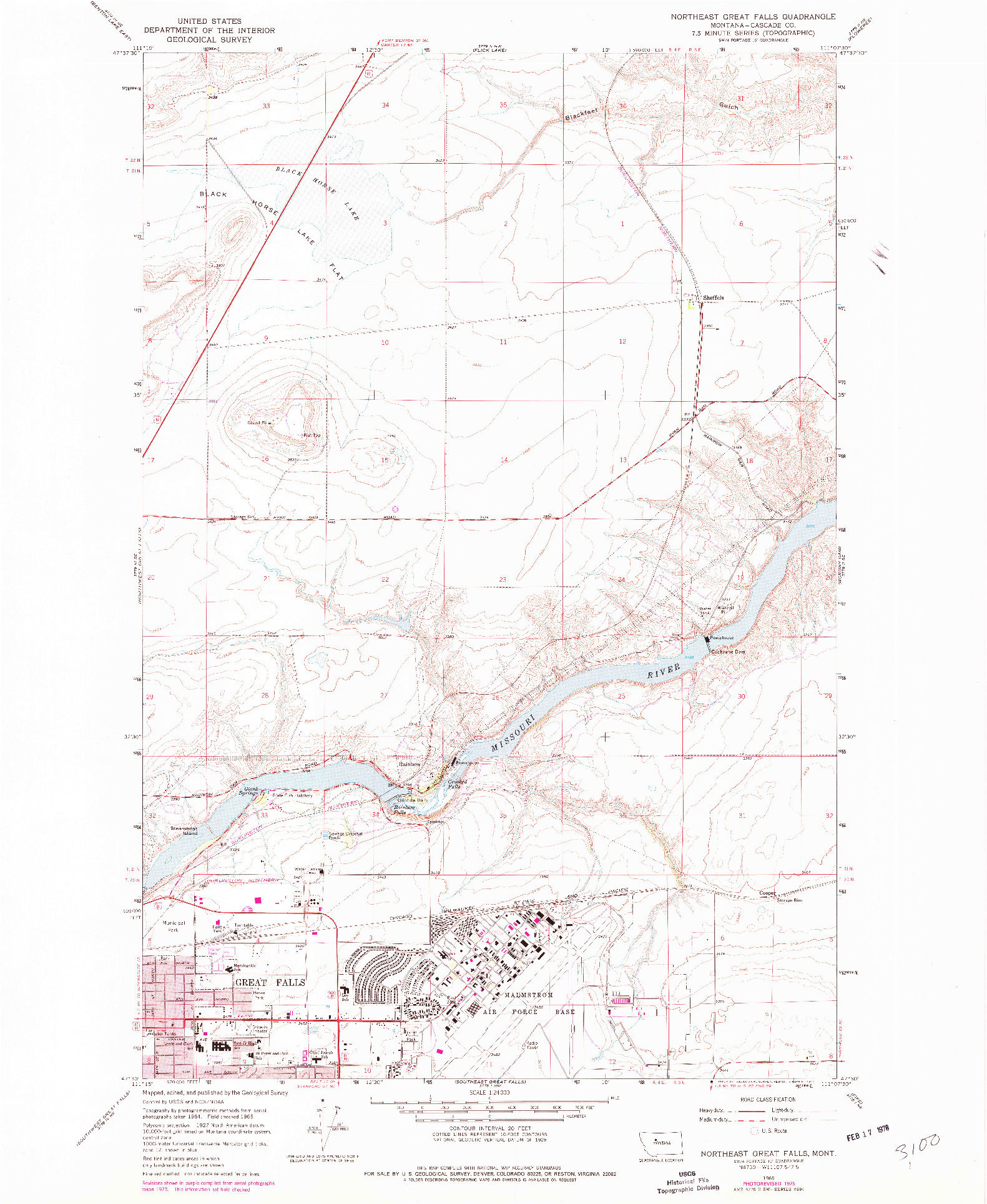 USGS 1:24000-SCALE QUADRANGLE FOR NORTHEAST GREAT FALLS, MT 1965