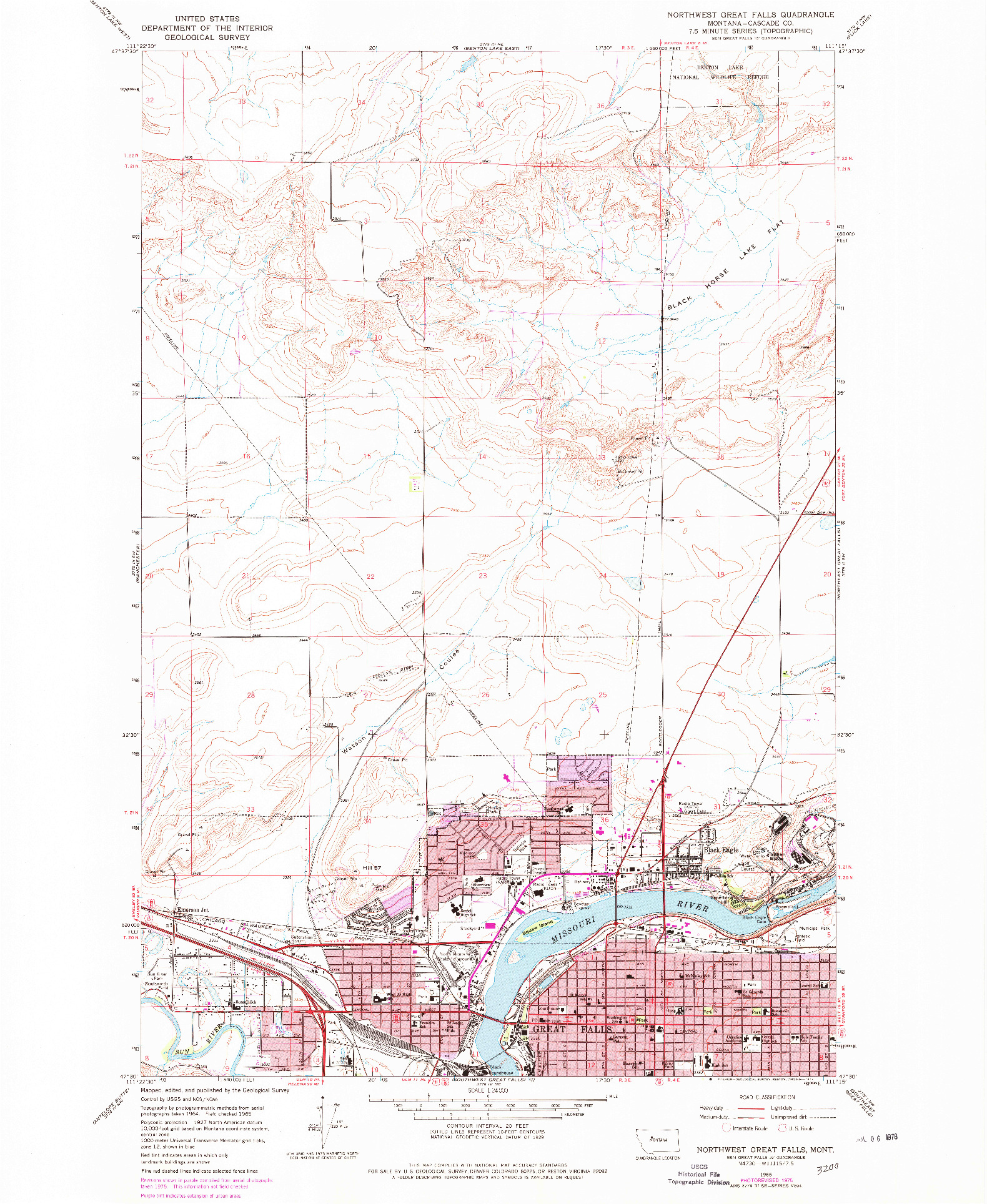 USGS 1:24000-SCALE QUADRANGLE FOR NORTHWEST GREAT FALLS, MT 1965