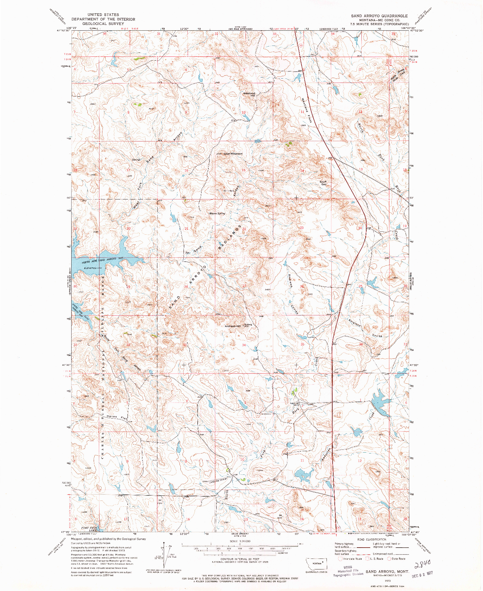 USGS 1:24000-SCALE QUADRANGLE FOR SAND ARROYO, MT 1973