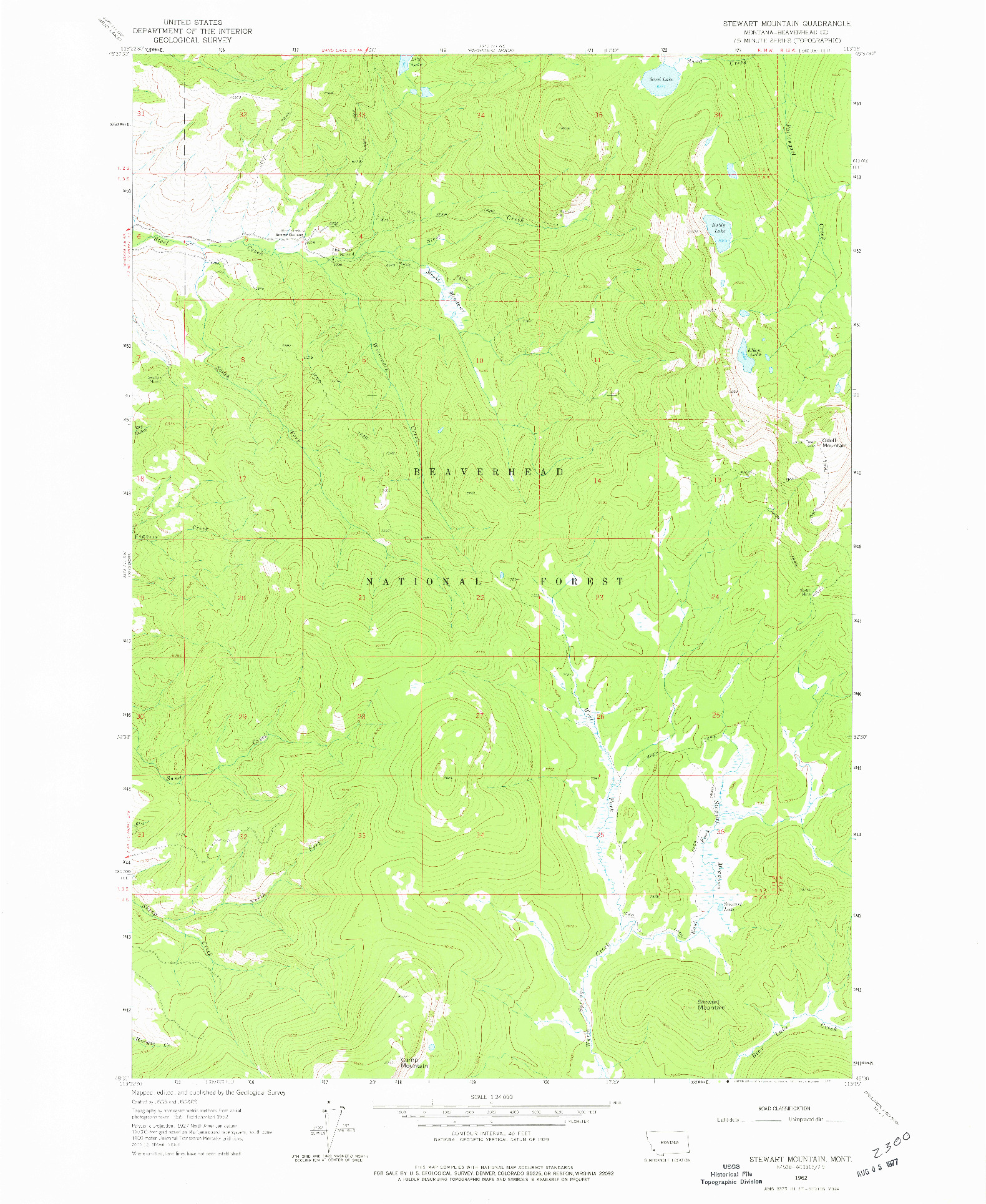 USGS 1:24000-SCALE QUADRANGLE FOR STEWART MOUNTAIN, MT 1962