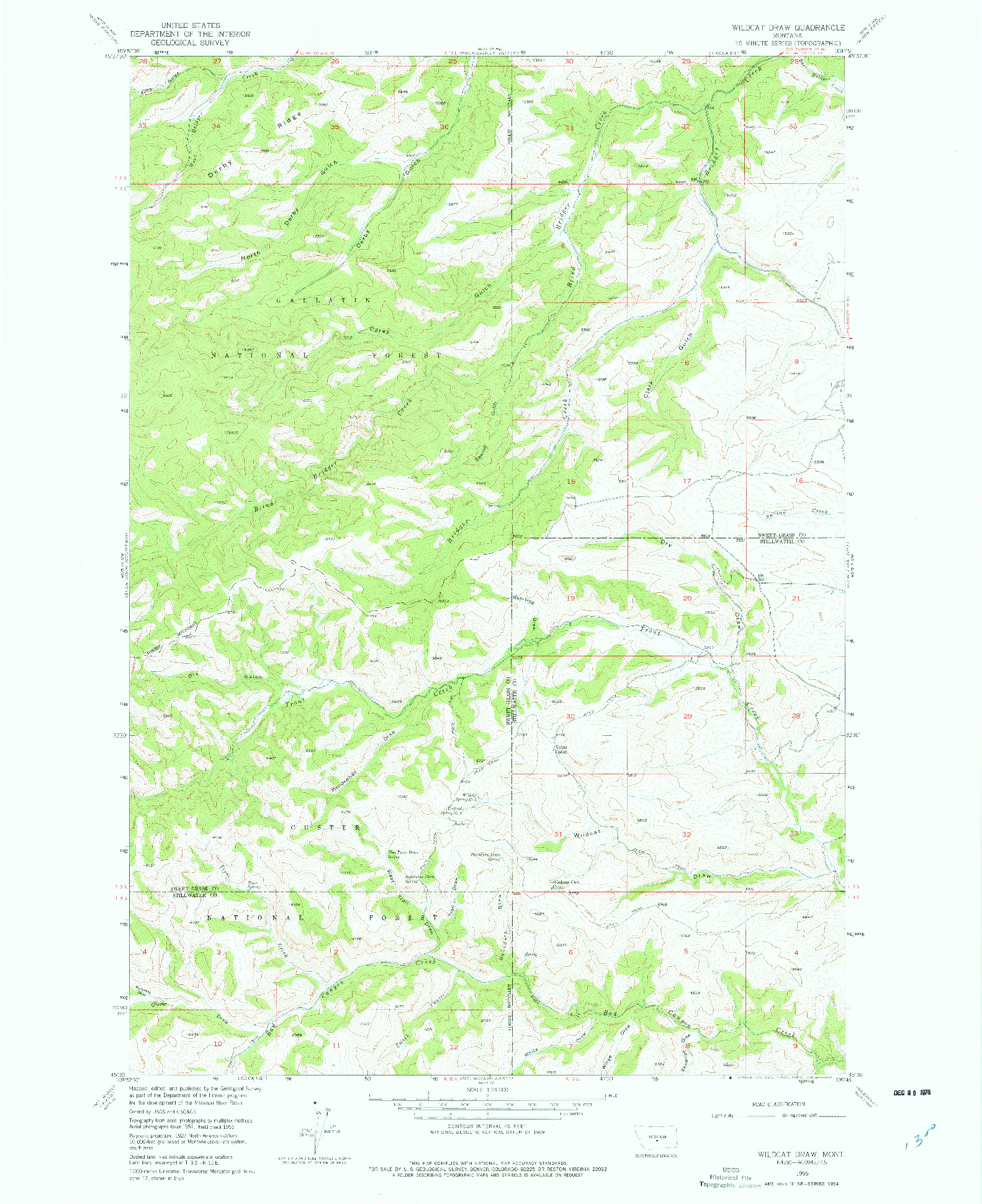 USGS 1:24000-SCALE QUADRANGLE FOR WILDCAT DRAW, MT 1955