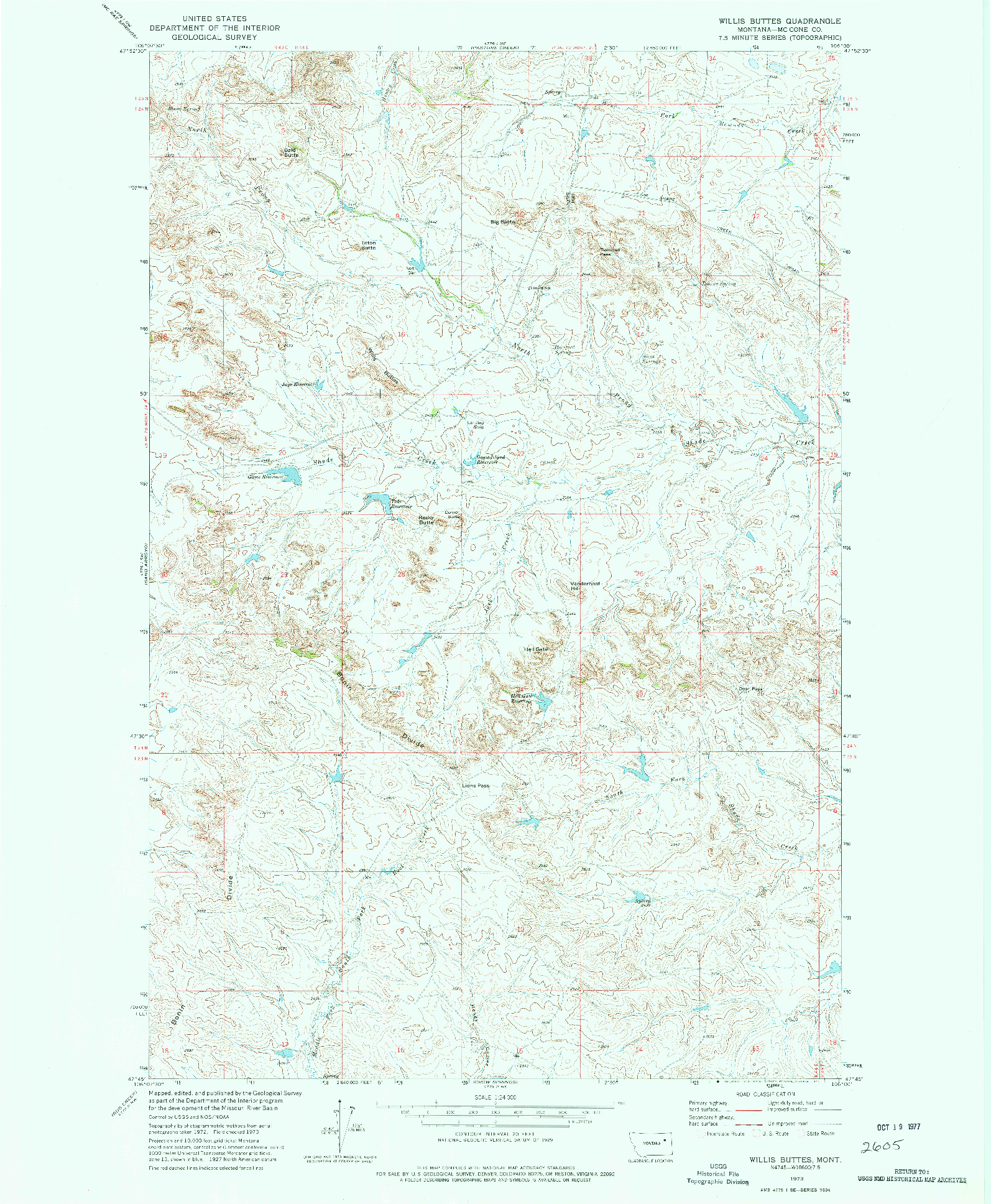 USGS 1:24000-SCALE QUADRANGLE FOR WILLIS BUTTES, MT 1973