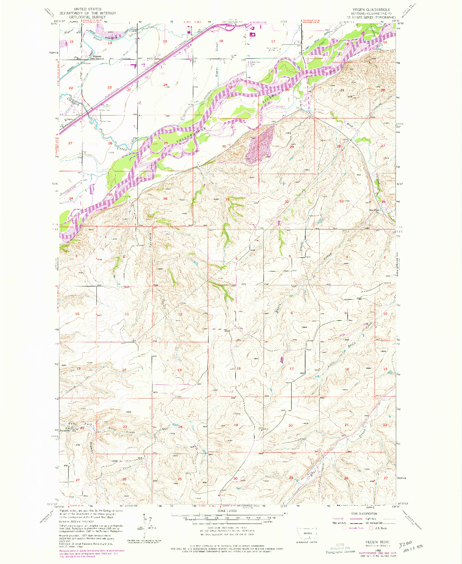 USGS 1:24000-SCALE QUADRANGLE FOR YEGEN, MT 1956