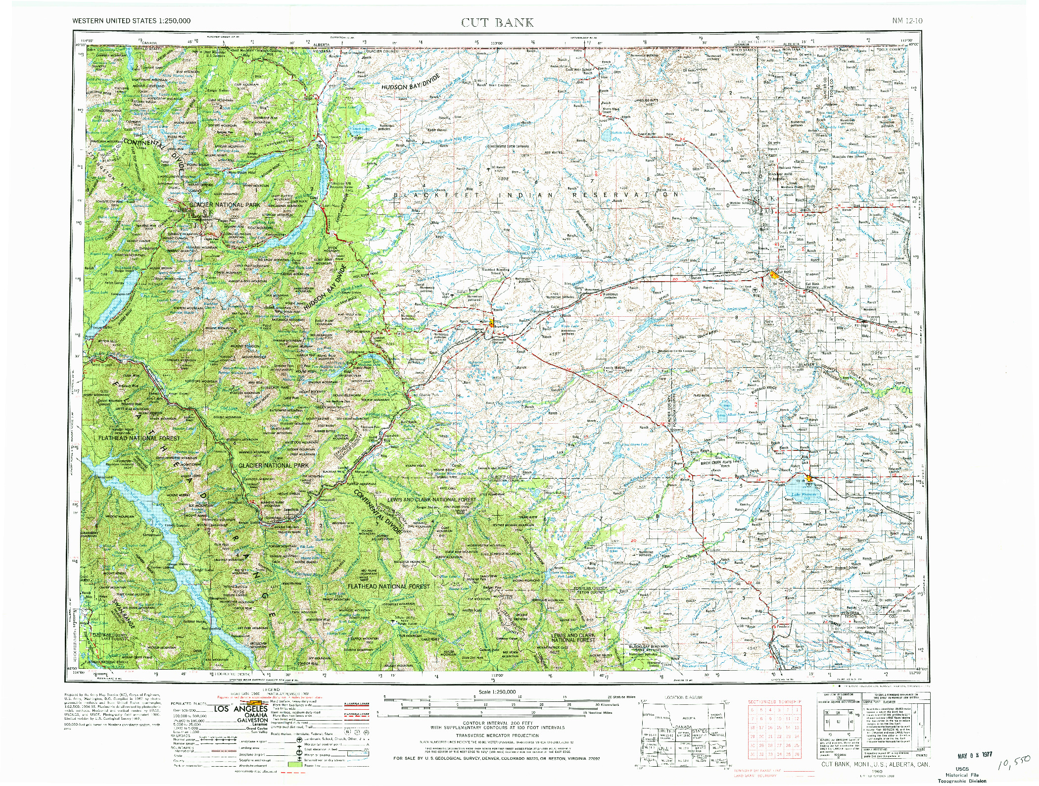 USGS 1:250000-SCALE QUADRANGLE FOR CUT BANK, MT 1960