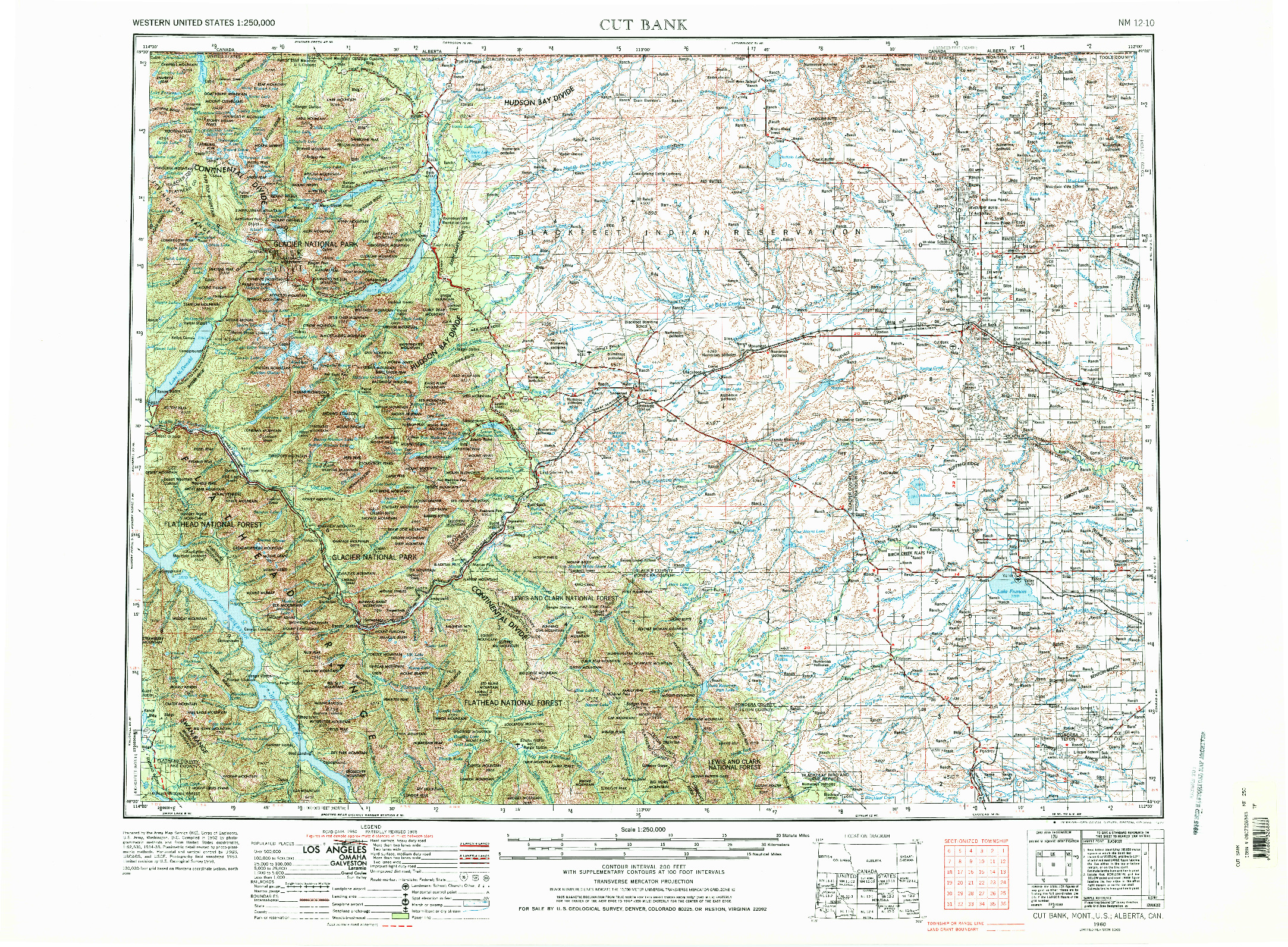 USGS 1:250000-SCALE QUADRANGLE FOR CUT BANK, MT 1960