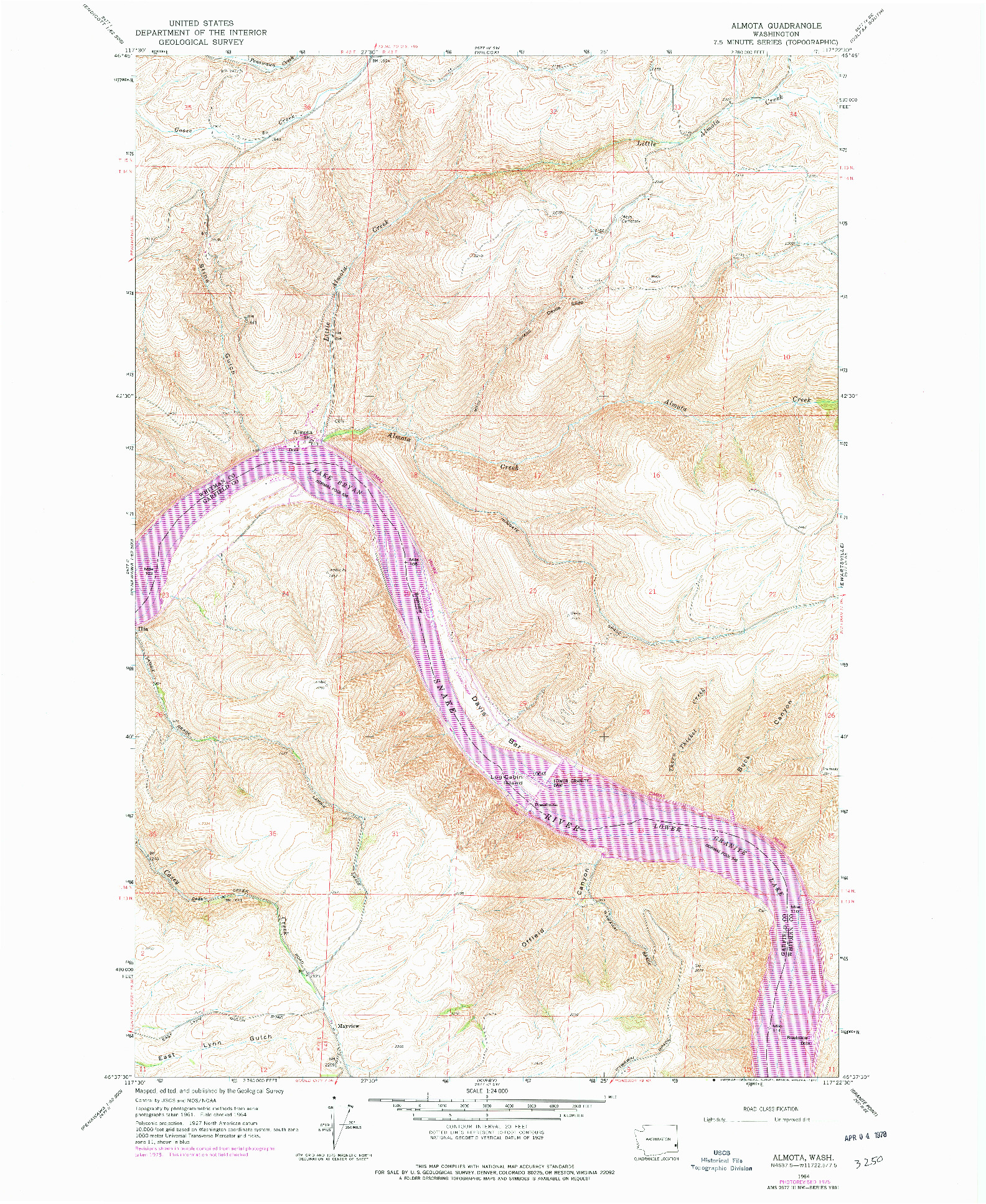 USGS 1:24000-SCALE QUADRANGLE FOR ALMOTA, WA 1964