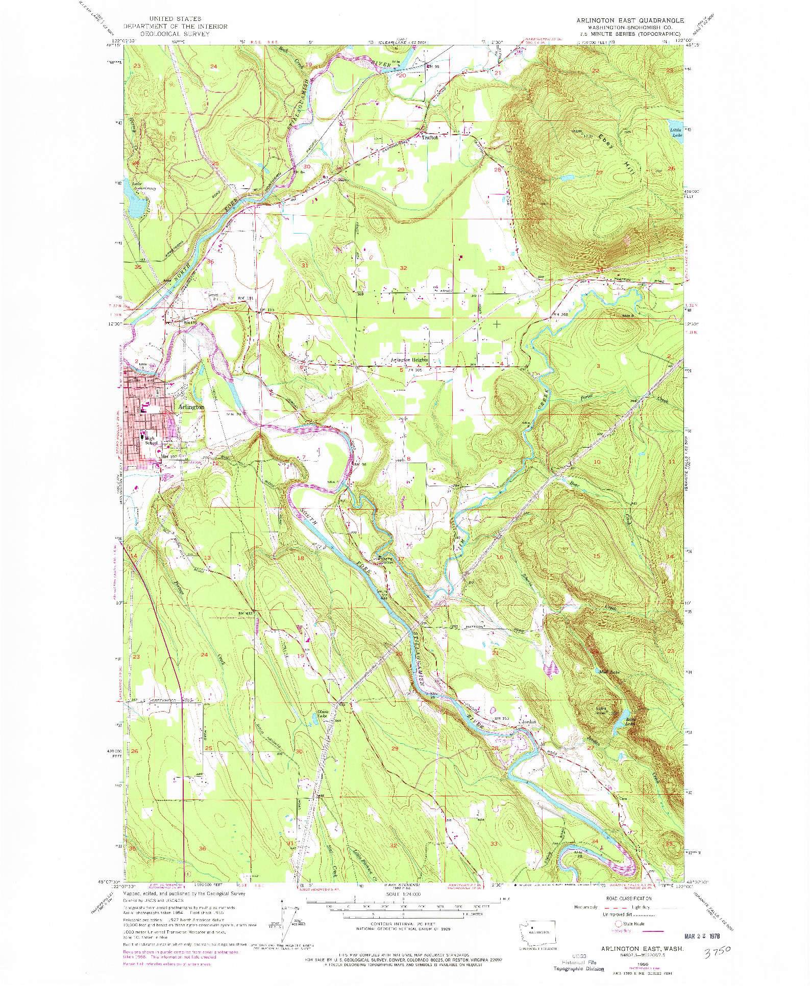 USGS 1:24000-SCALE QUADRANGLE FOR ARLINGTON EAST, WA 1956