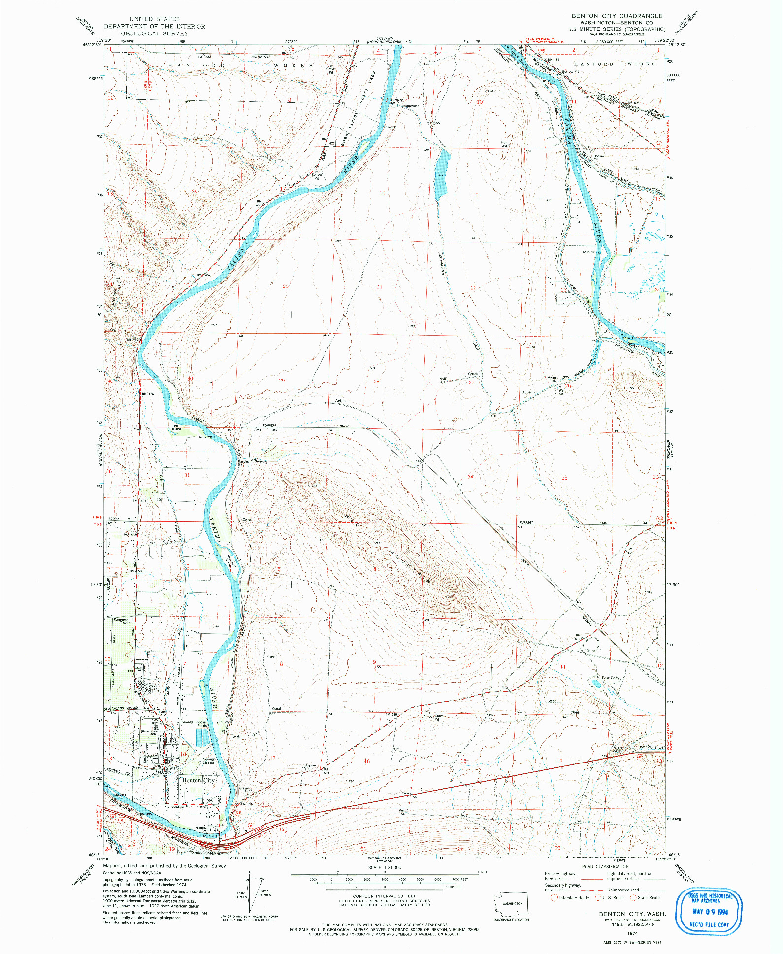 USGS 1:24000-SCALE QUADRANGLE FOR BENTON CITY, WA 1974