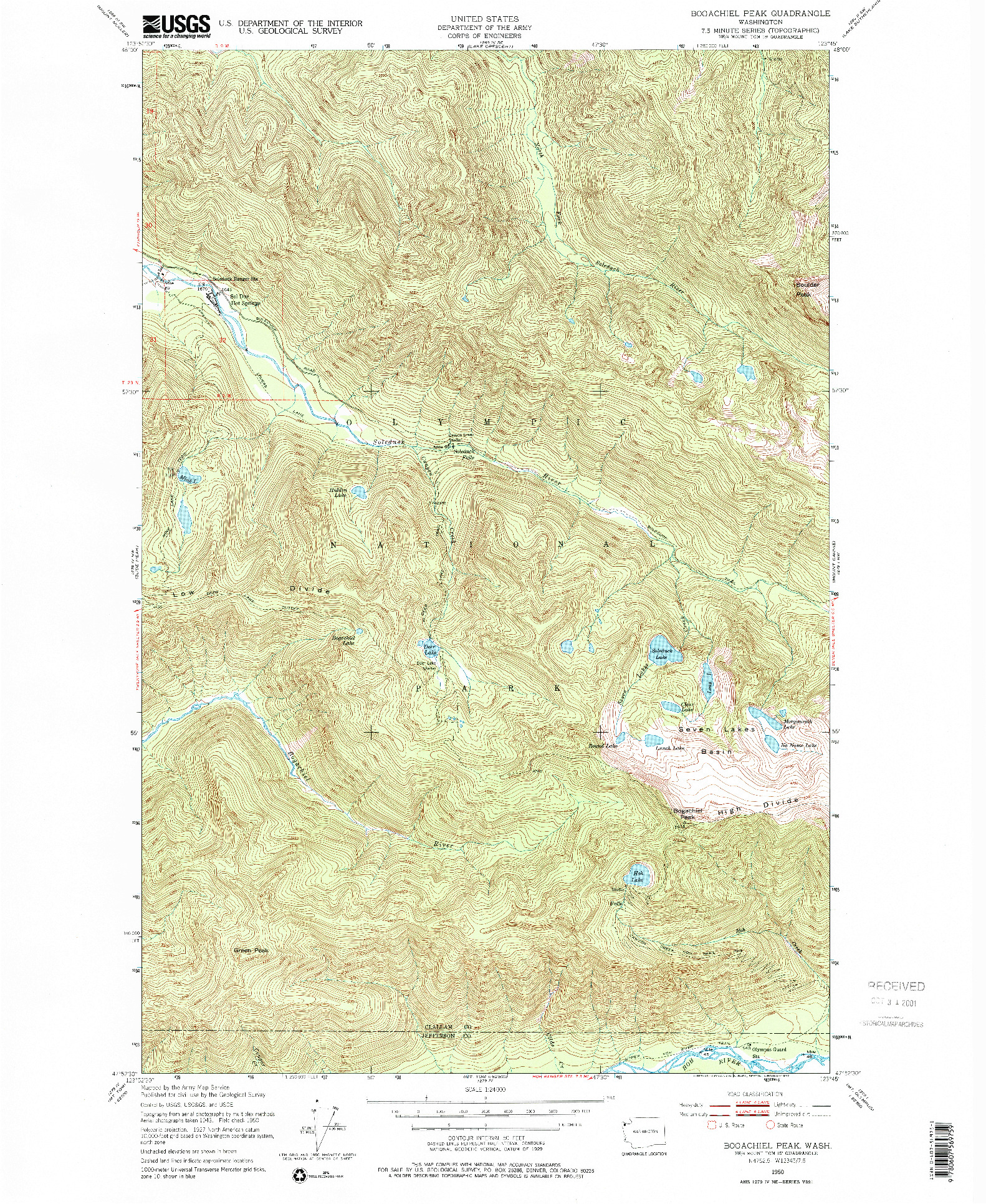 USGS 1:24000-SCALE QUADRANGLE FOR BOGACHIEL PEAK, WA 1950