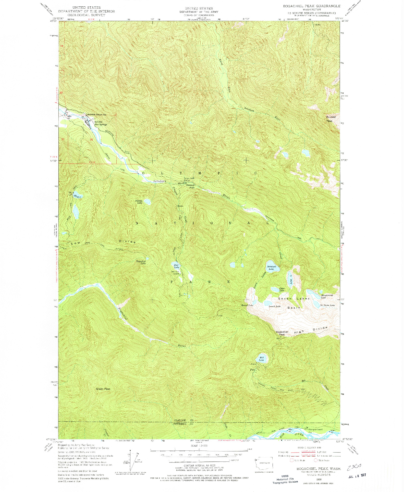 USGS 1:24000-SCALE QUADRANGLE FOR BOGACHIEL PEAK, WA 1950