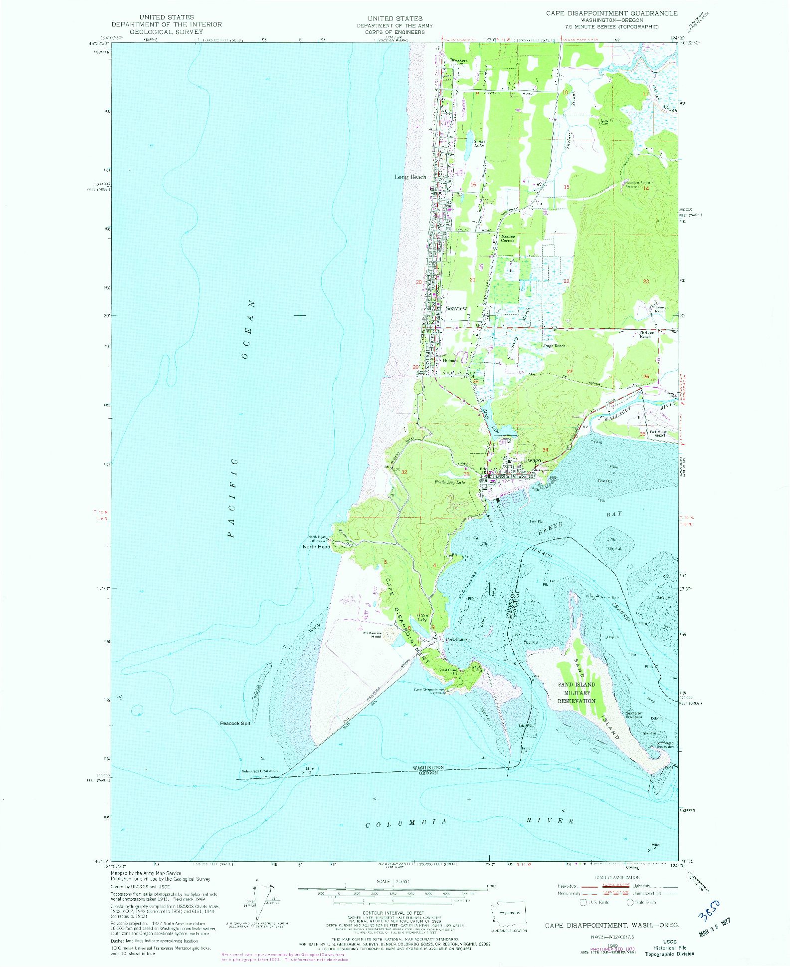 USGS 1:24000-SCALE QUADRANGLE FOR CAPE DISAPPOINTMENT, WA 1949