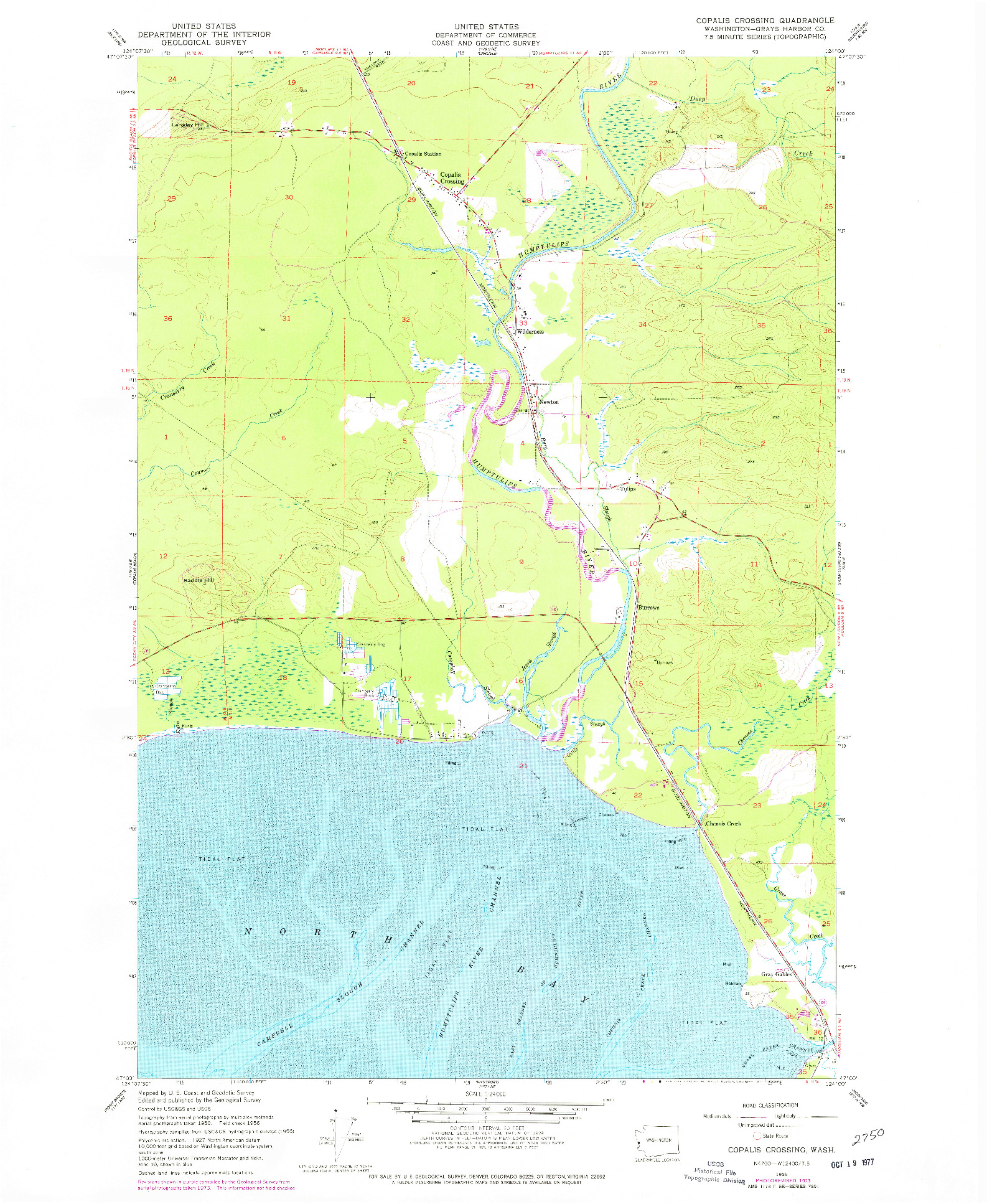 USGS 1:24000-SCALE QUADRANGLE FOR COPALIS CROSSING, WA 1956