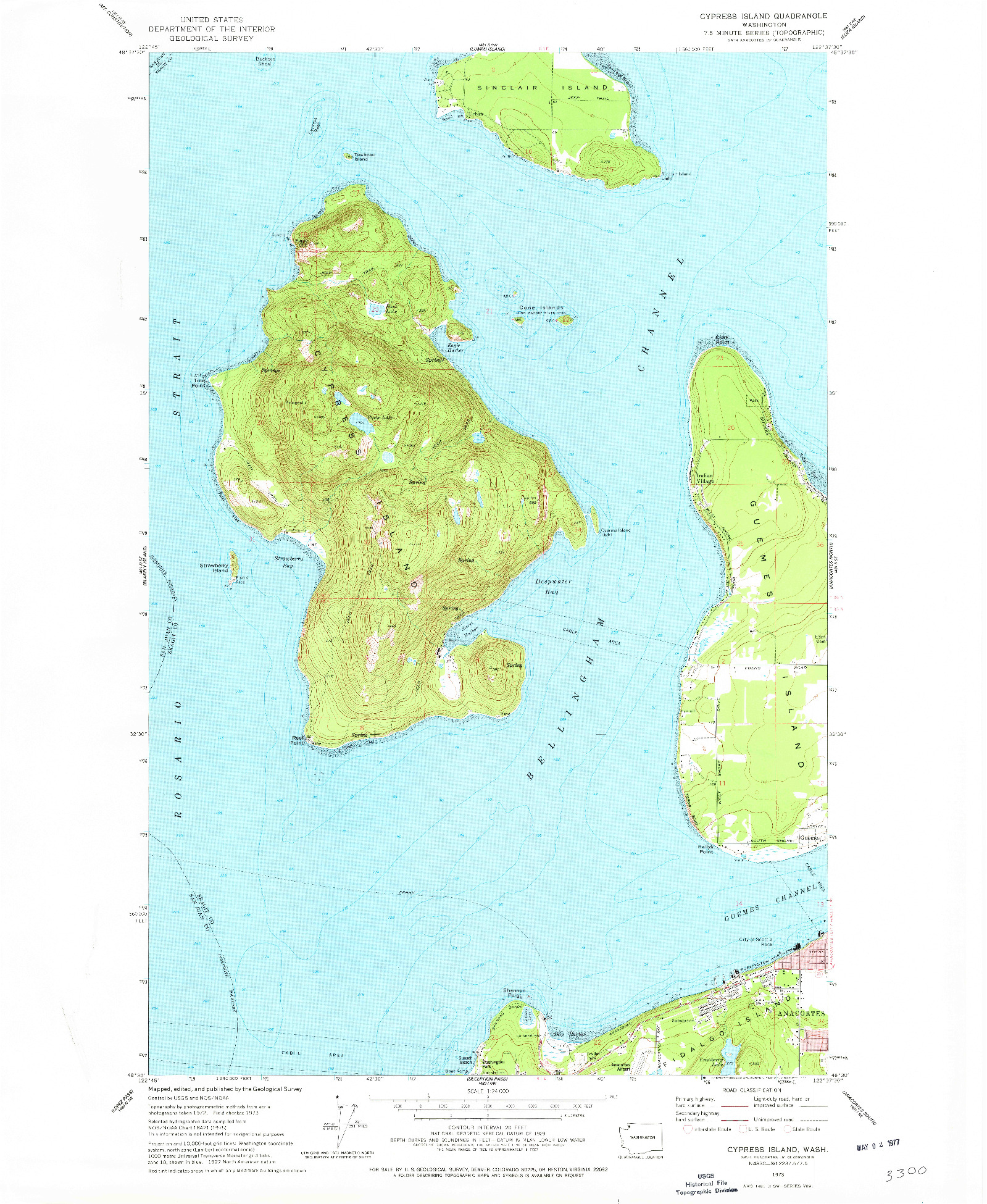 USGS 1:24000-SCALE QUADRANGLE FOR CYPRESS ISLAND, WA 1973