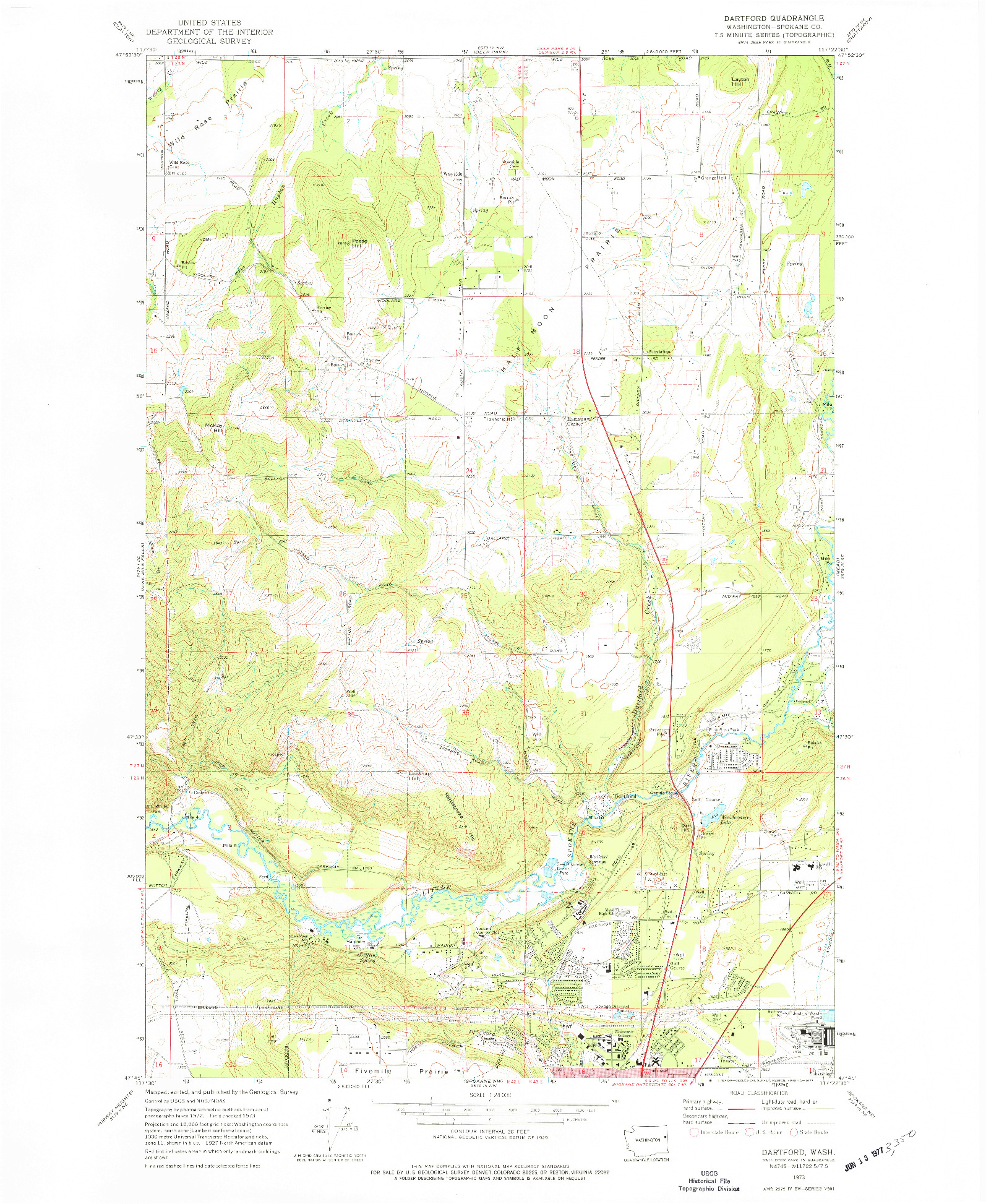 USGS 1:24000-SCALE QUADRANGLE FOR DARTFORD, WA 1973