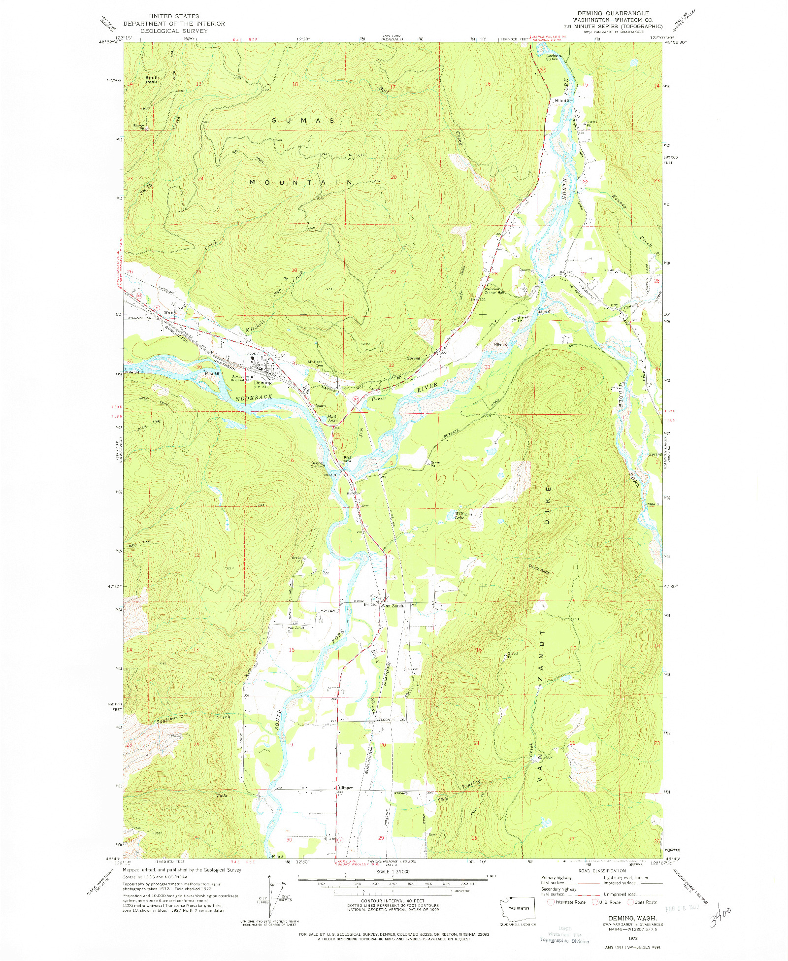 USGS 1:24000-SCALE QUADRANGLE FOR DEMING, WA 1972