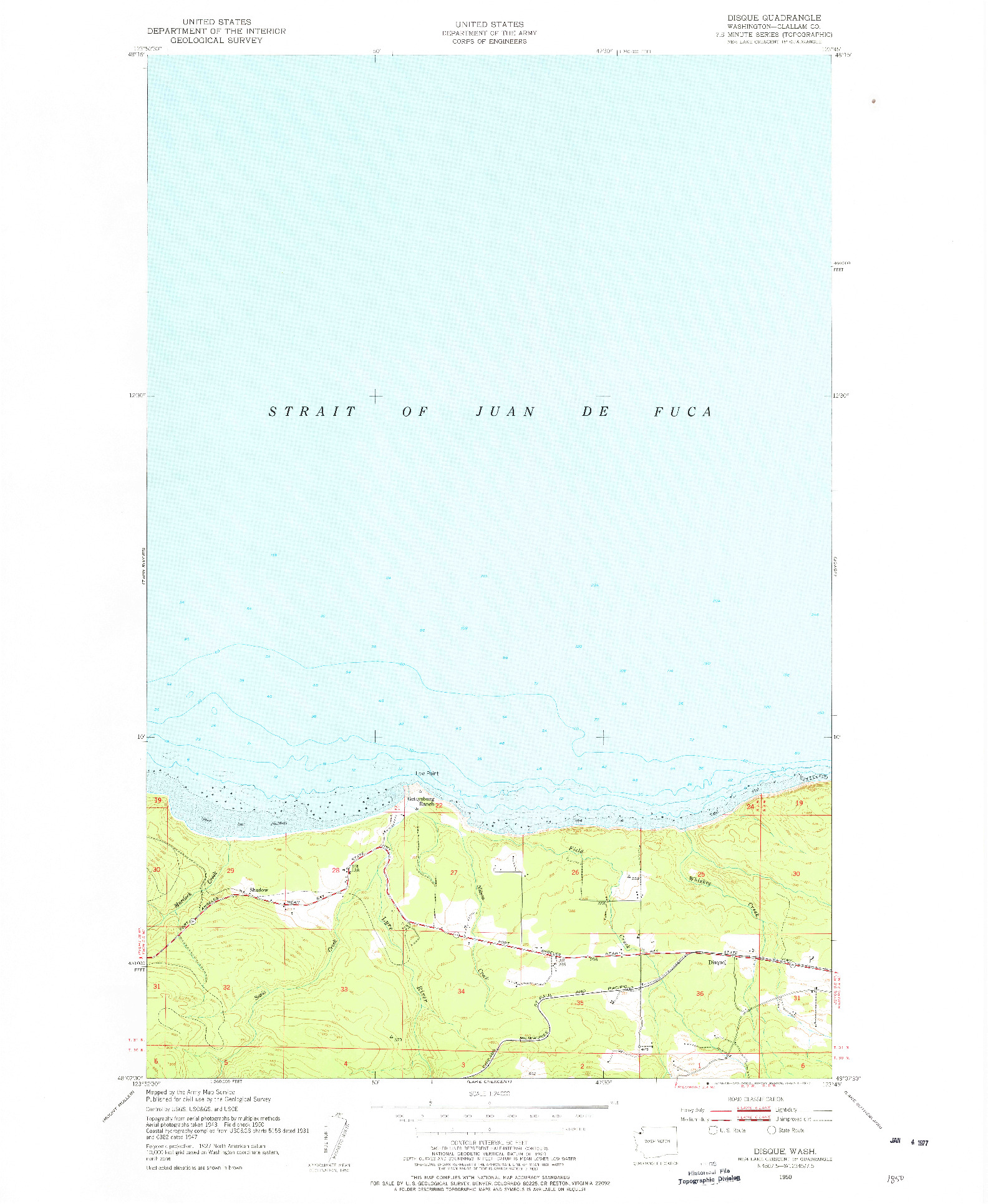 USGS 1:24000-SCALE QUADRANGLE FOR DISQUE, WA 1950