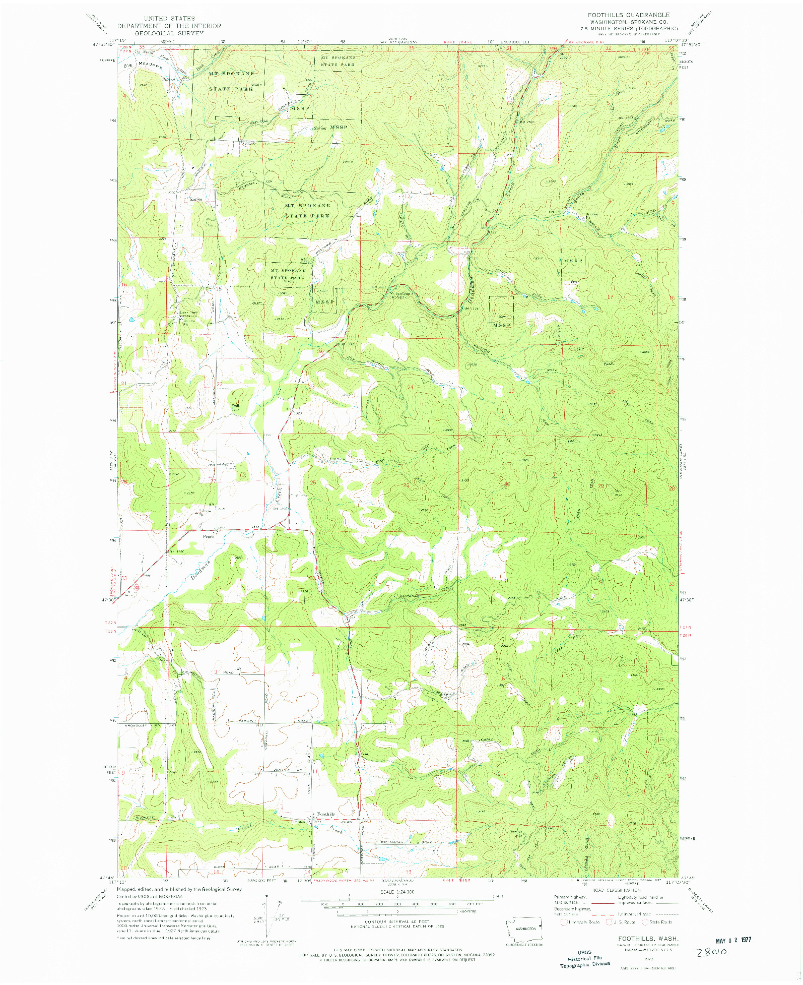 USGS 1:24000-SCALE QUADRANGLE FOR FOOTHILLS, WA 1973