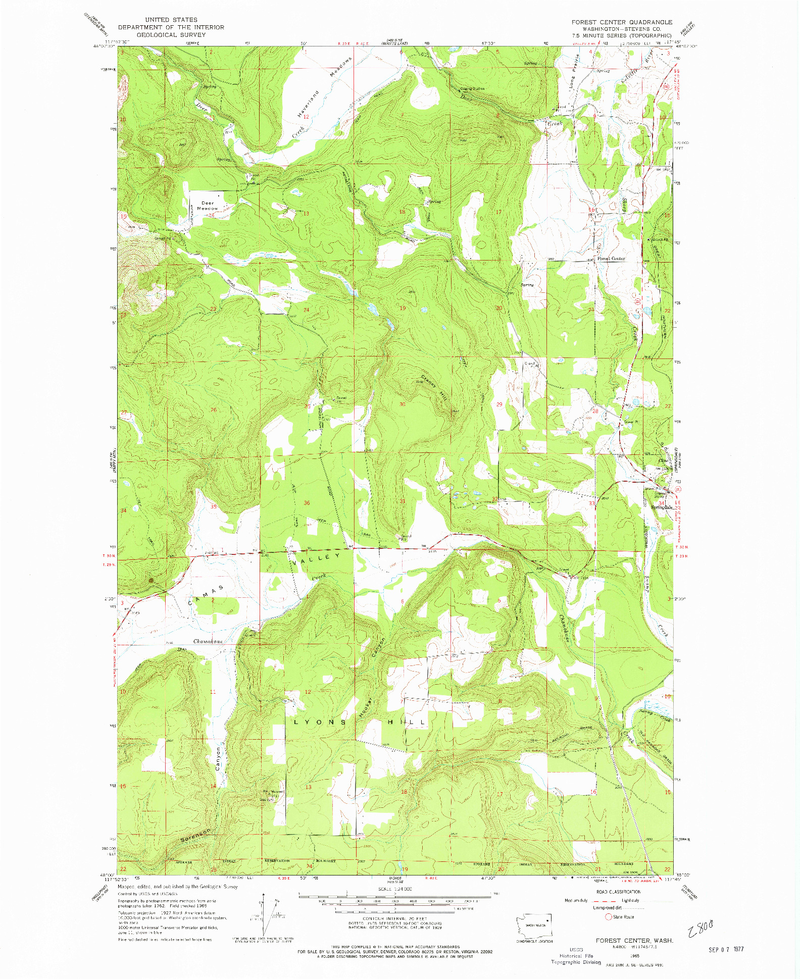 USGS 1:24000-SCALE QUADRANGLE FOR FOREST CENTER, WA 1965